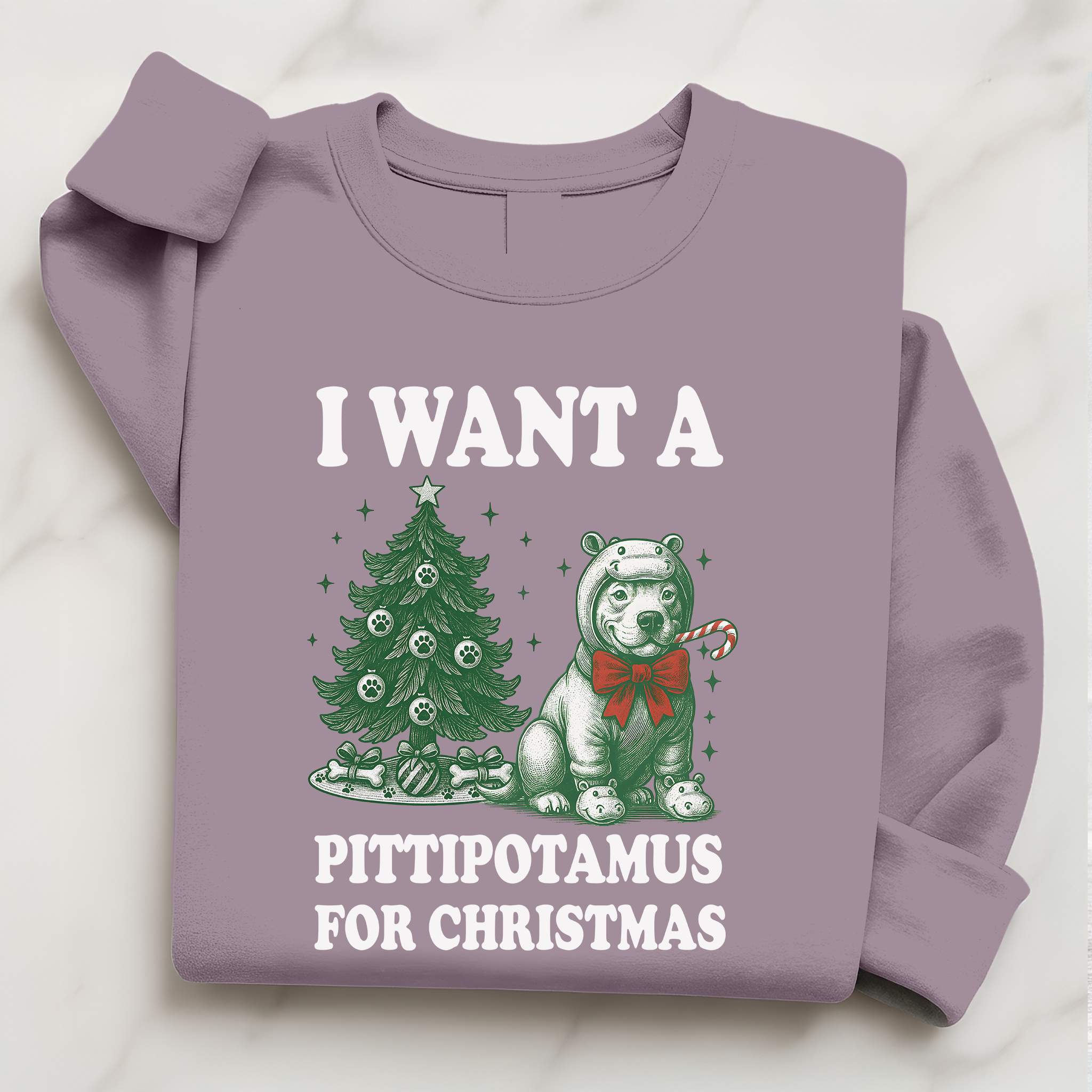 Pitbull Christmas Pullover | Cute Pittipotamus Holiday Sweatshirt for Dog Lovers