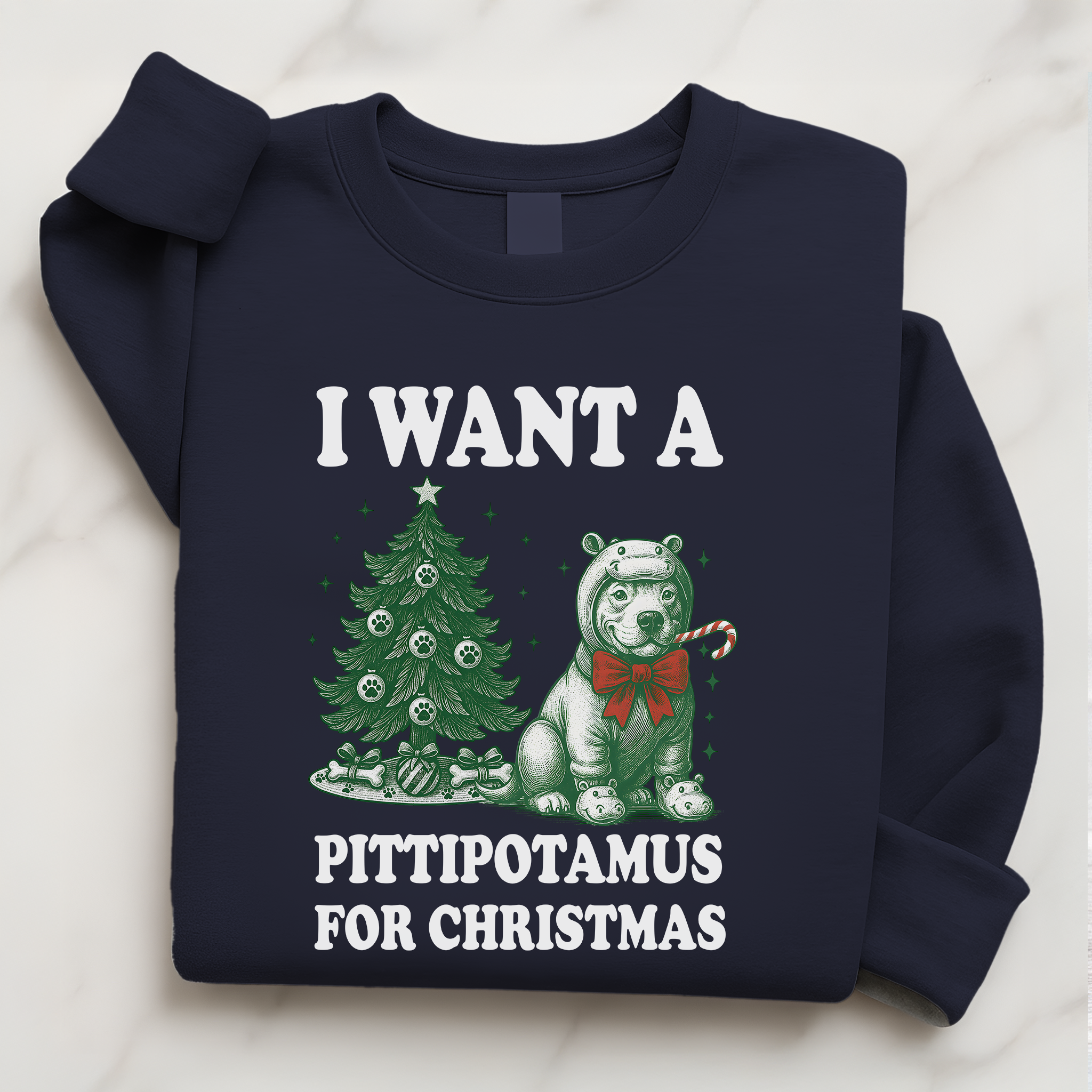 Pitbull Christmas Pullover | Cute Pittipotamus Holiday Sweatshirt for Dog Lovers
