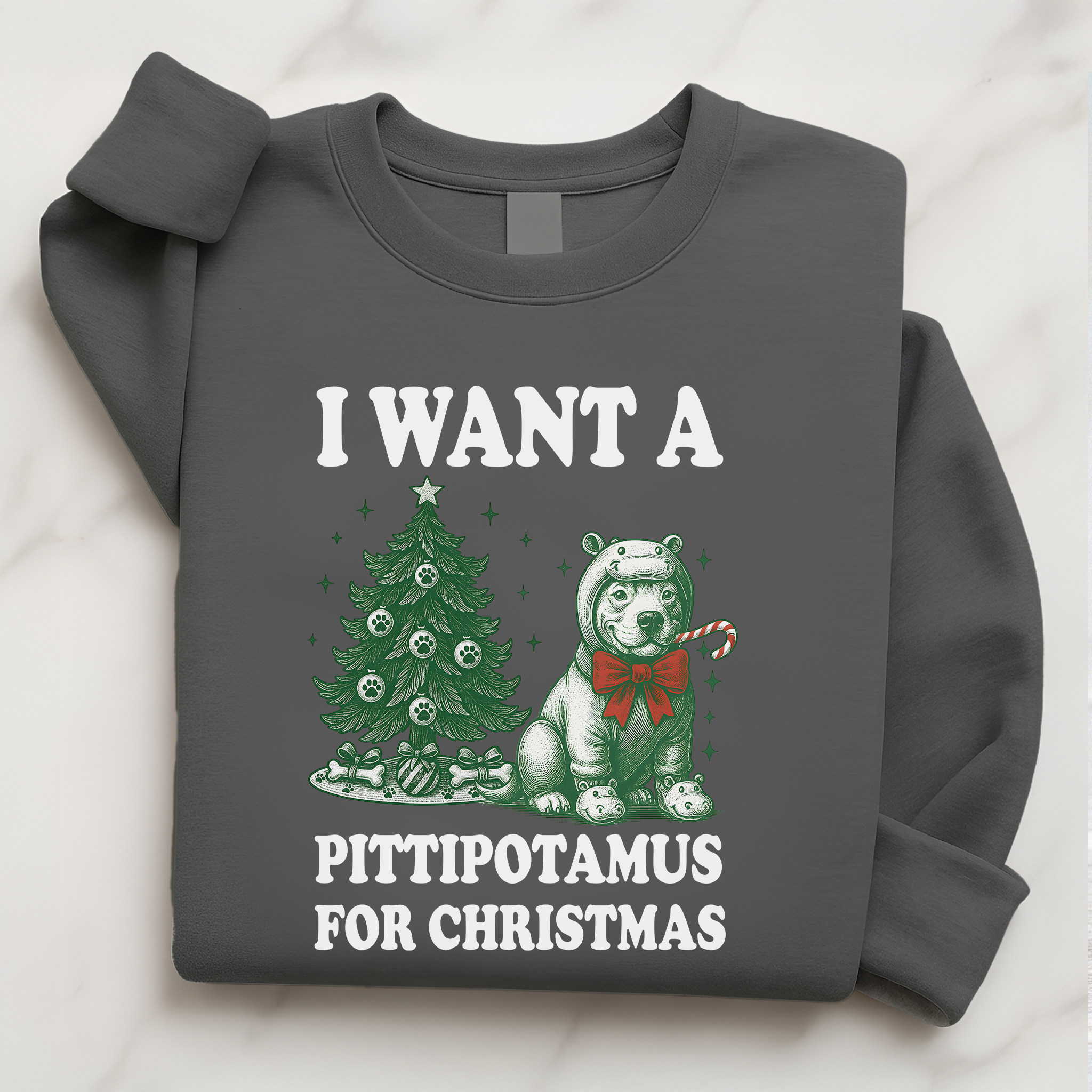Pitbull Christmas Pullover | Cute Pittipotamus Holiday Sweatshirt for Dog Lovers