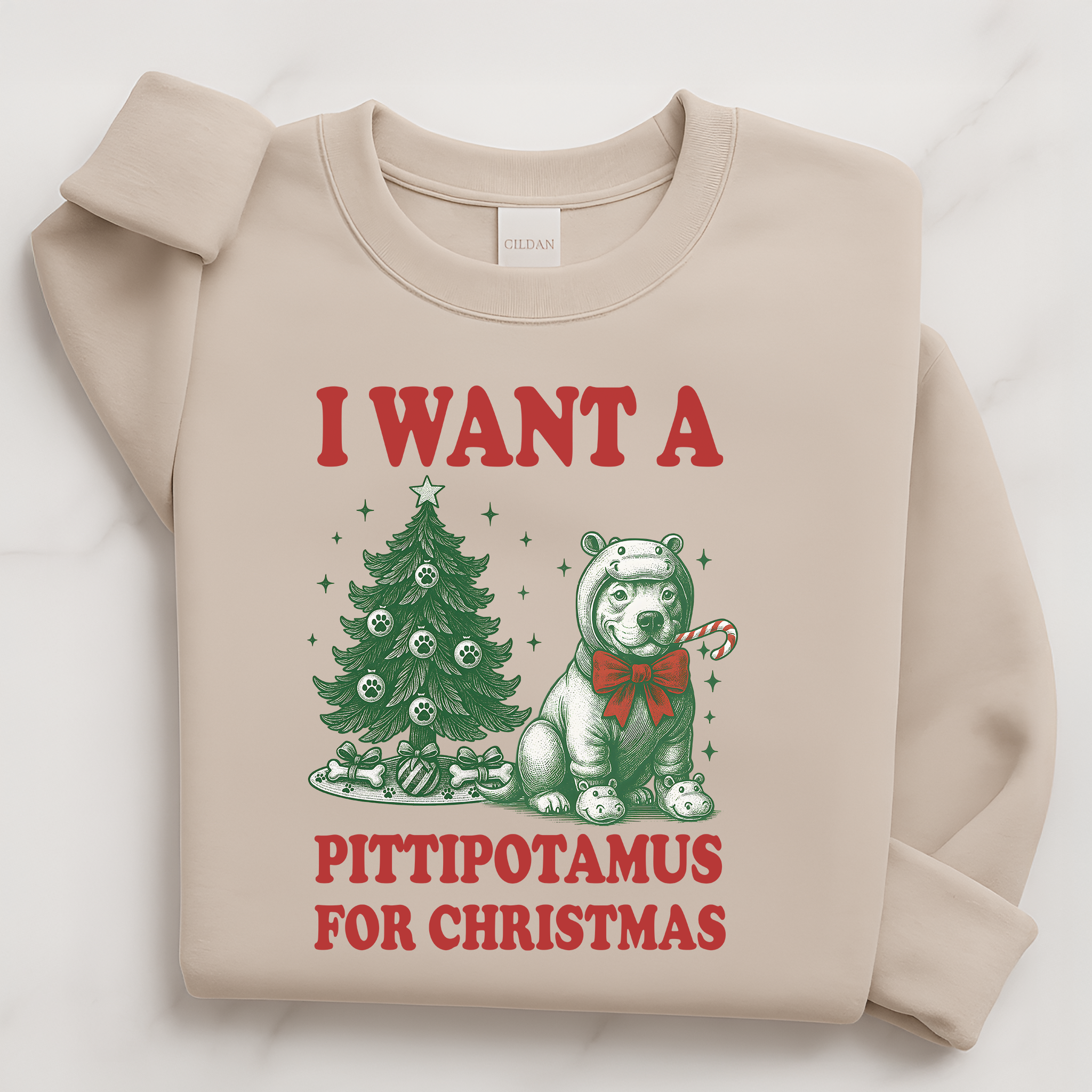 Pitbull Christmas Pullover | Cute Pittipotamus Holiday Sweatshirt for Dog Lovers