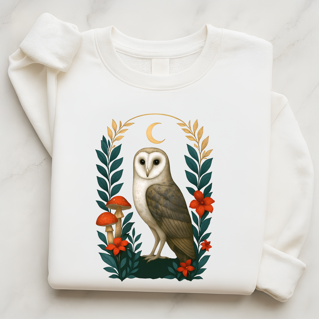 Barn Owl Pullover | Woodland Creatures Bird Sweatshirt for Nature Lovers