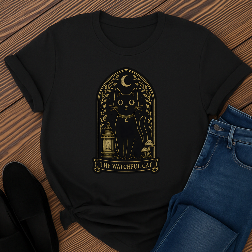 The Watchful Cat T-Shirt | The Forest Garden Black Cat Lover Tee