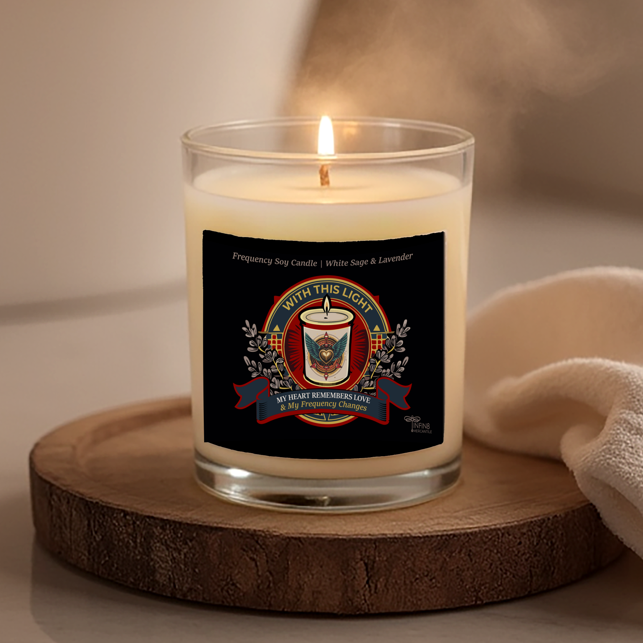 Frequency Candle | White Sage Lavender | 11oz Aromatherapy Gift | Home Decor Self Care Ritual