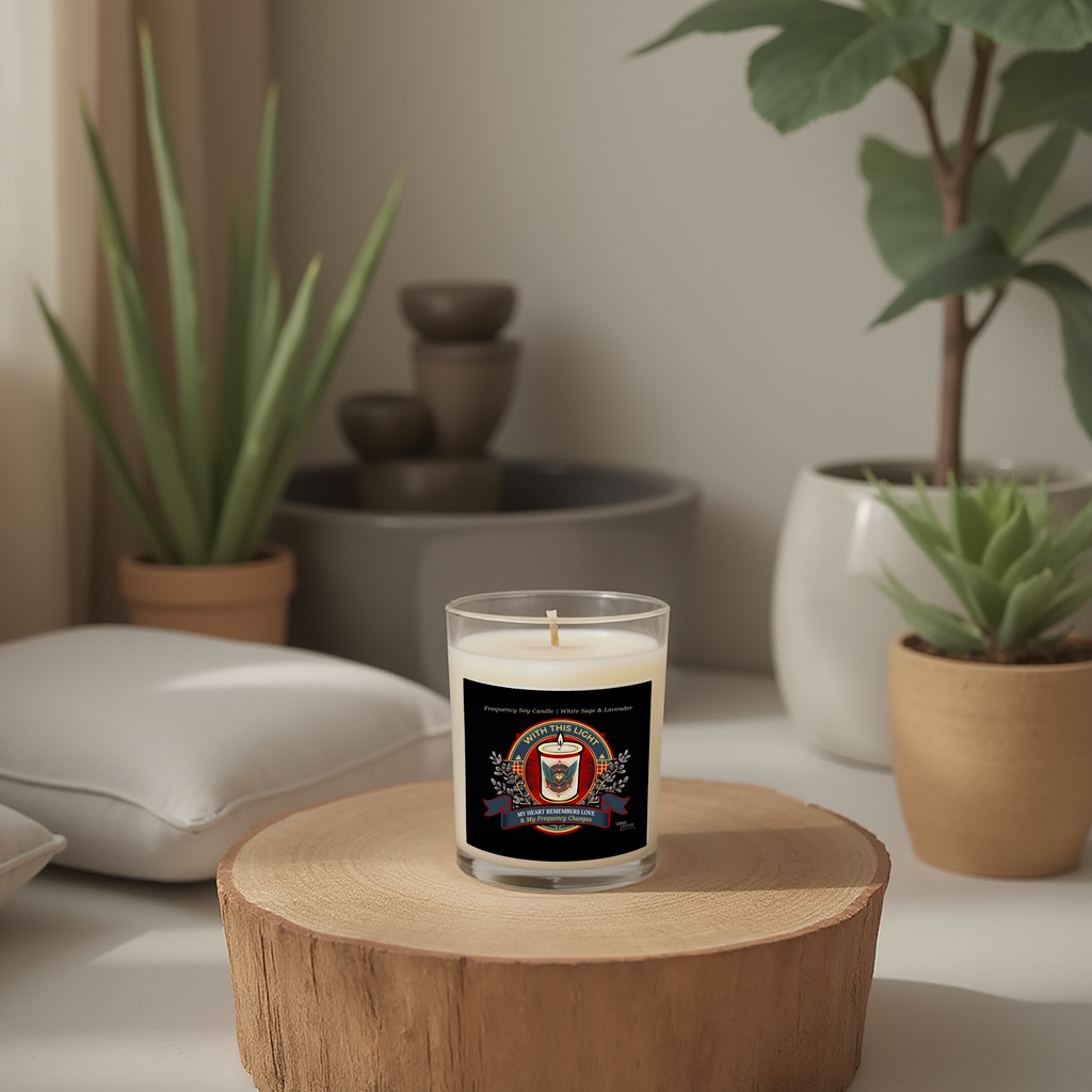 Frequency Candle | White Sage Lavender | 11oz Aromatherapy Gift | Home Decor Self Care Ritual