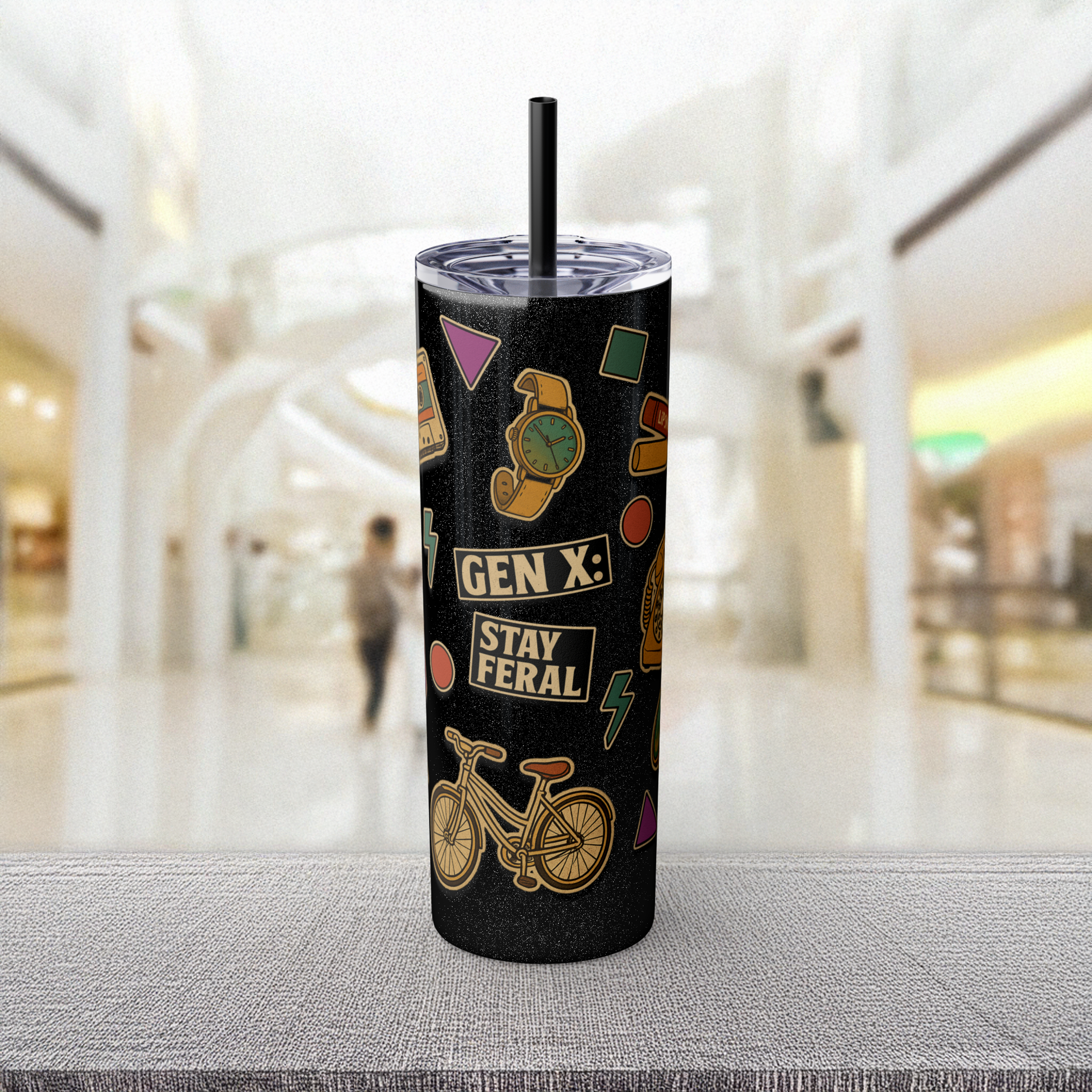 Gen X Stay Feral Skinny Tumbler | Retro 20oz Drinkware for Bold GenX Style