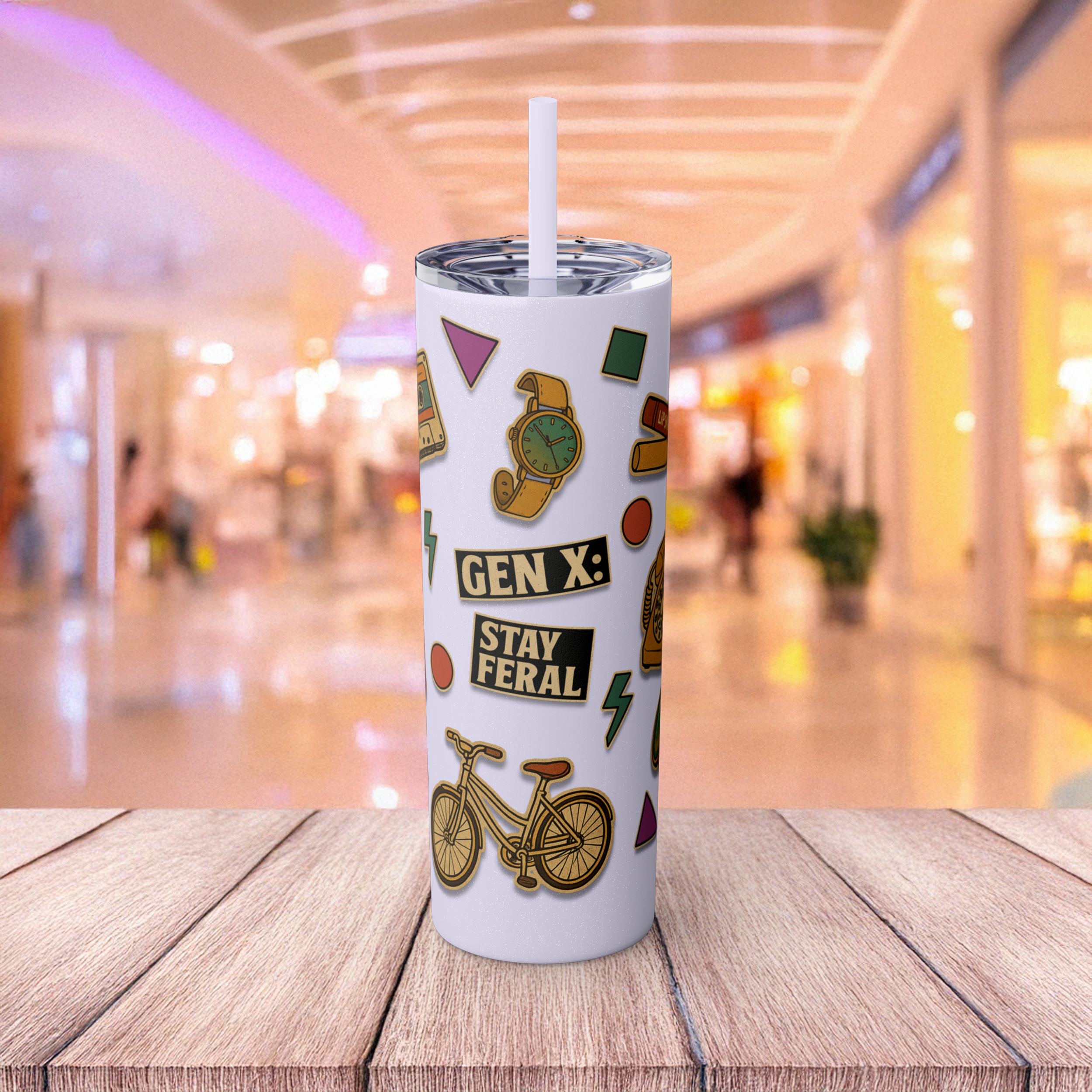 Gen X Stay Feral Skinny Tumbler | Retro 20oz Drinkware for Bold GenX Style