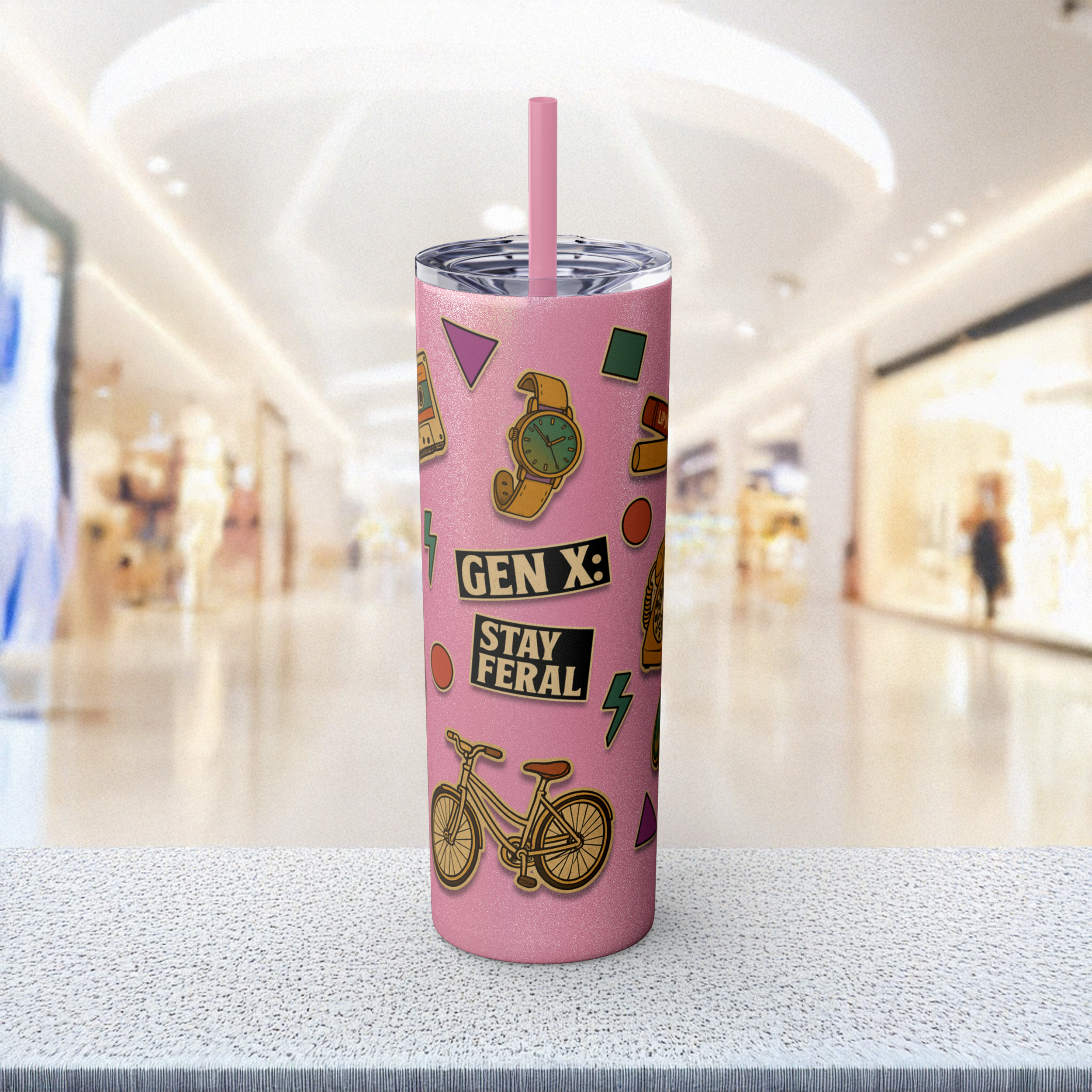 Gen X Stay Feral Skinny Tumbler | Retro 20oz Drinkware for Bold GenX Style