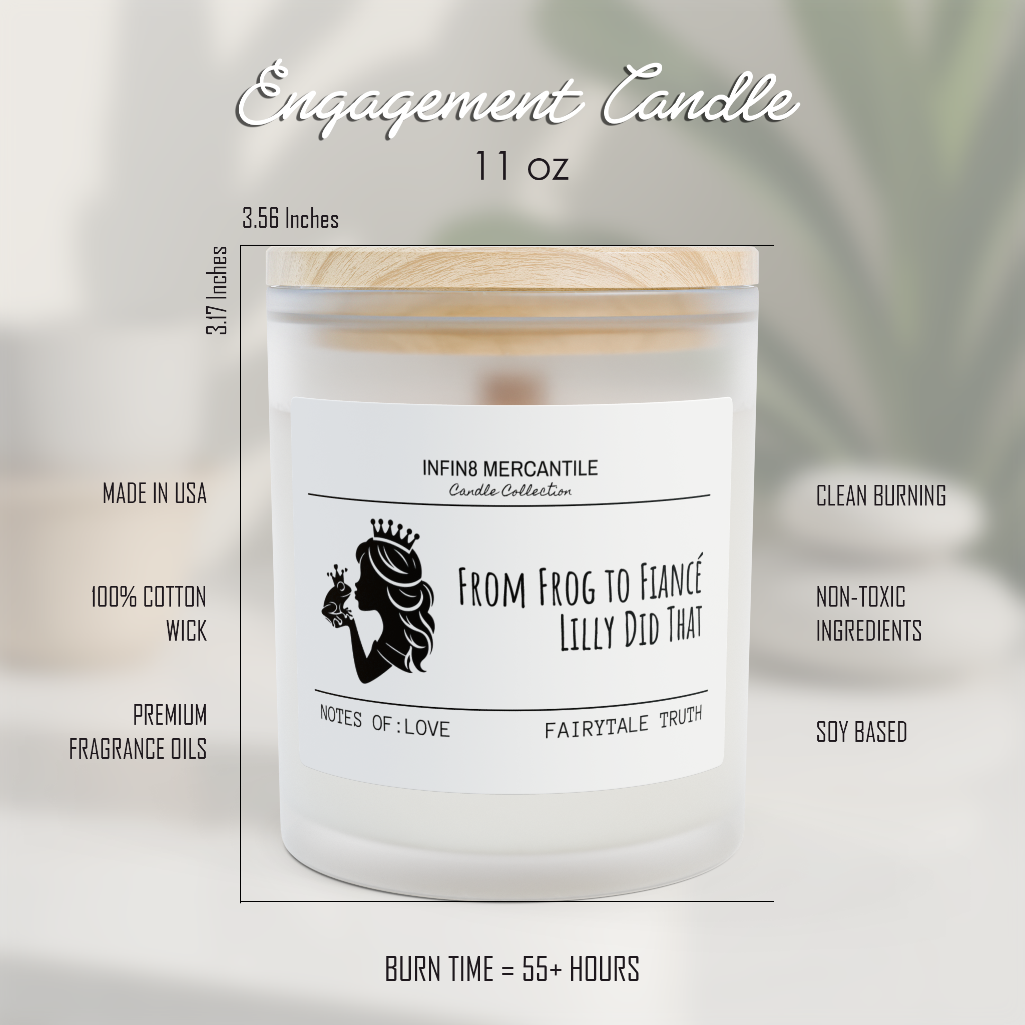 Personalized Engagement Candle | Funny Wedding Gift | Frog To Fiancé Fairytale Soy Wax Bride Candle
