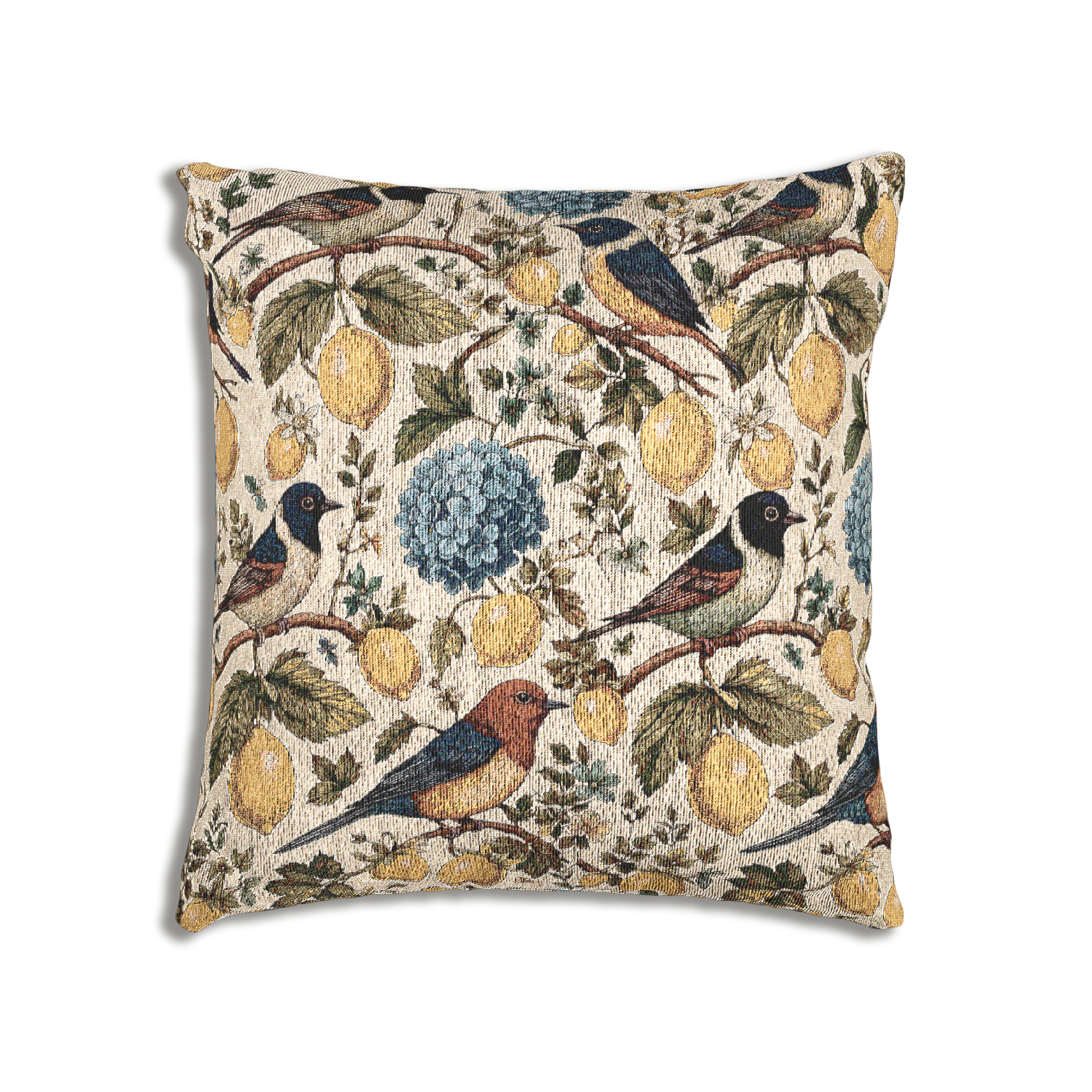 Garden Songbird | Lemon Hydrangea Woven Pillow Printify