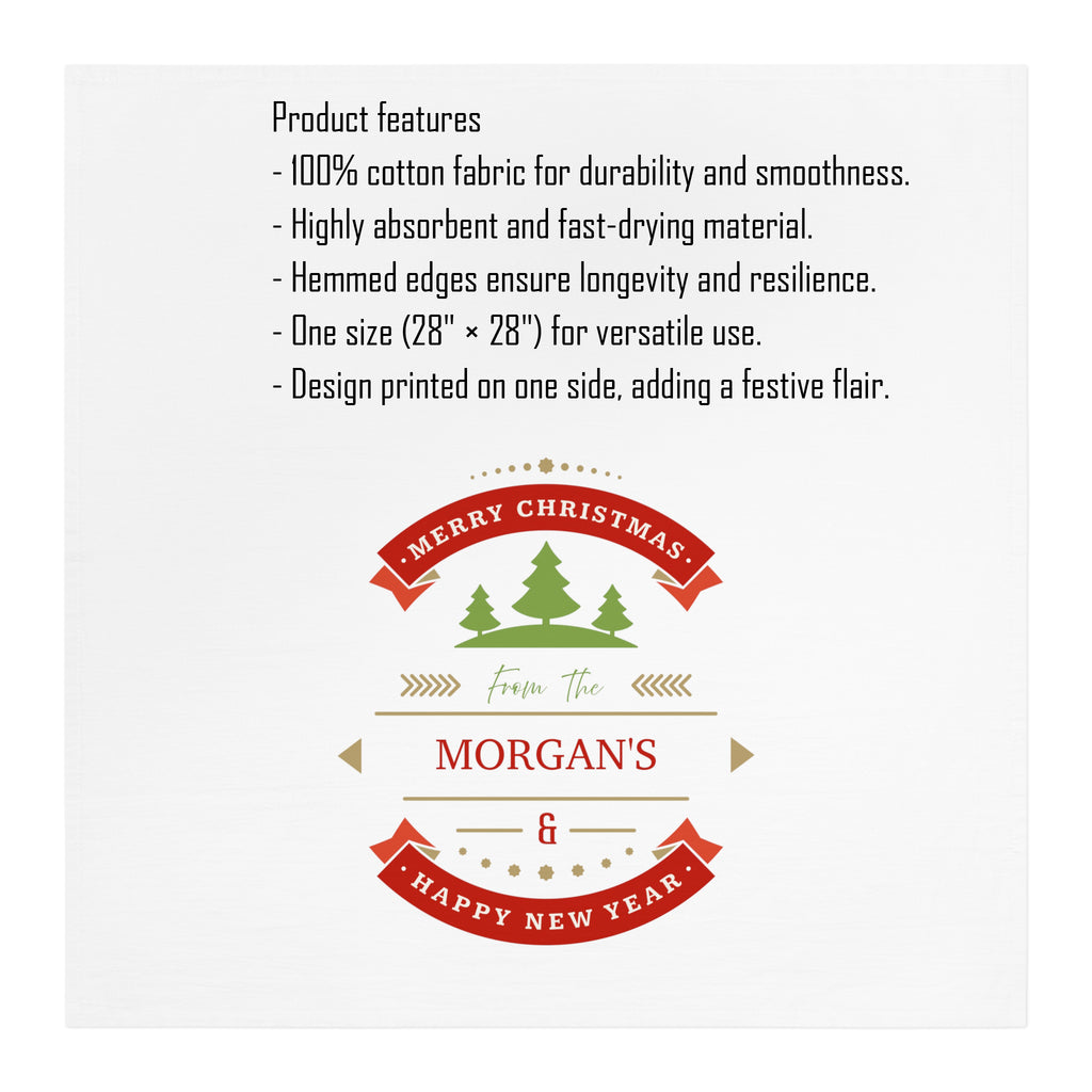 Tea Towel | Personalized Christmas Tea Towel | Personalized Xmas Hostess Gift Dish Towel