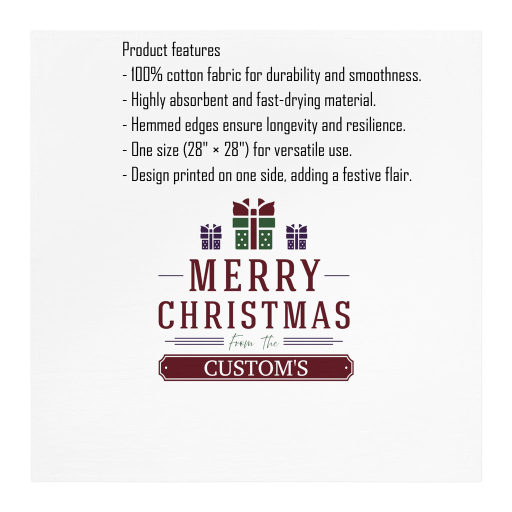 Tea Towel Custom Christmas | Personalized Xmas Hostess Gift Dish Towel