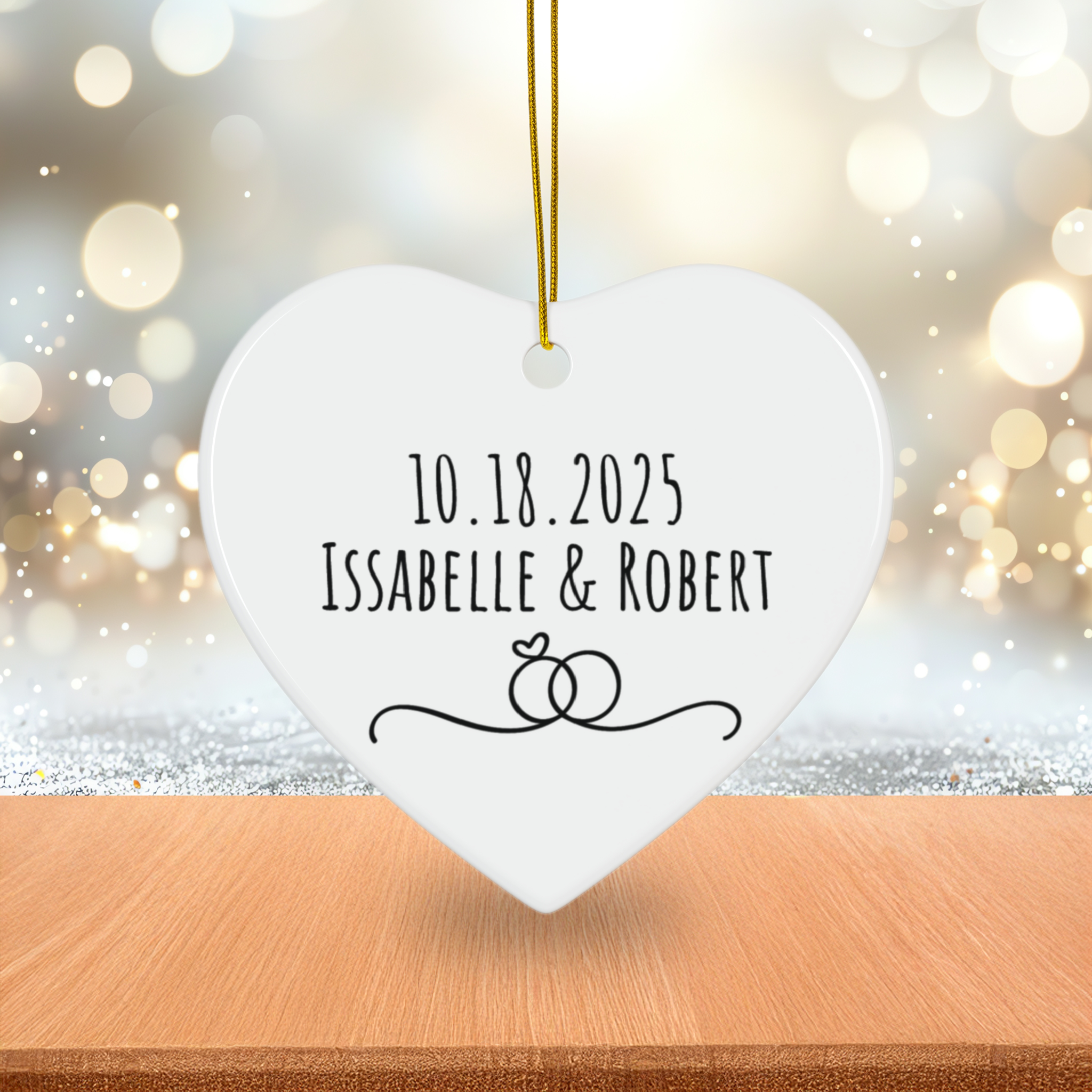 Personalized Wedding Ornament | Custom Keepsake Gift, Holiday Decoration, Bridal Shower & Engagement Present, Anniversary Ornament