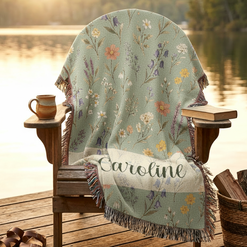 Spring Has Sprung in Green Woven Blanket