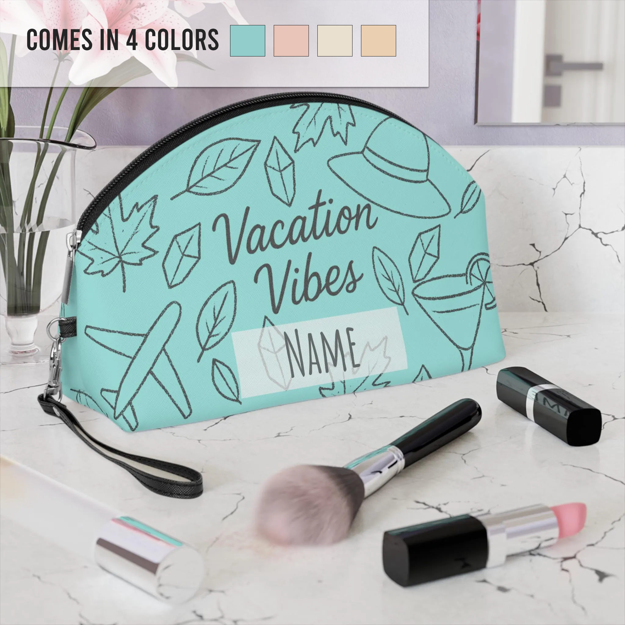 Luggage Make Up Bag Tiffany Blue | Personalized Travel Pouch | Custom Bridesmaid Gift