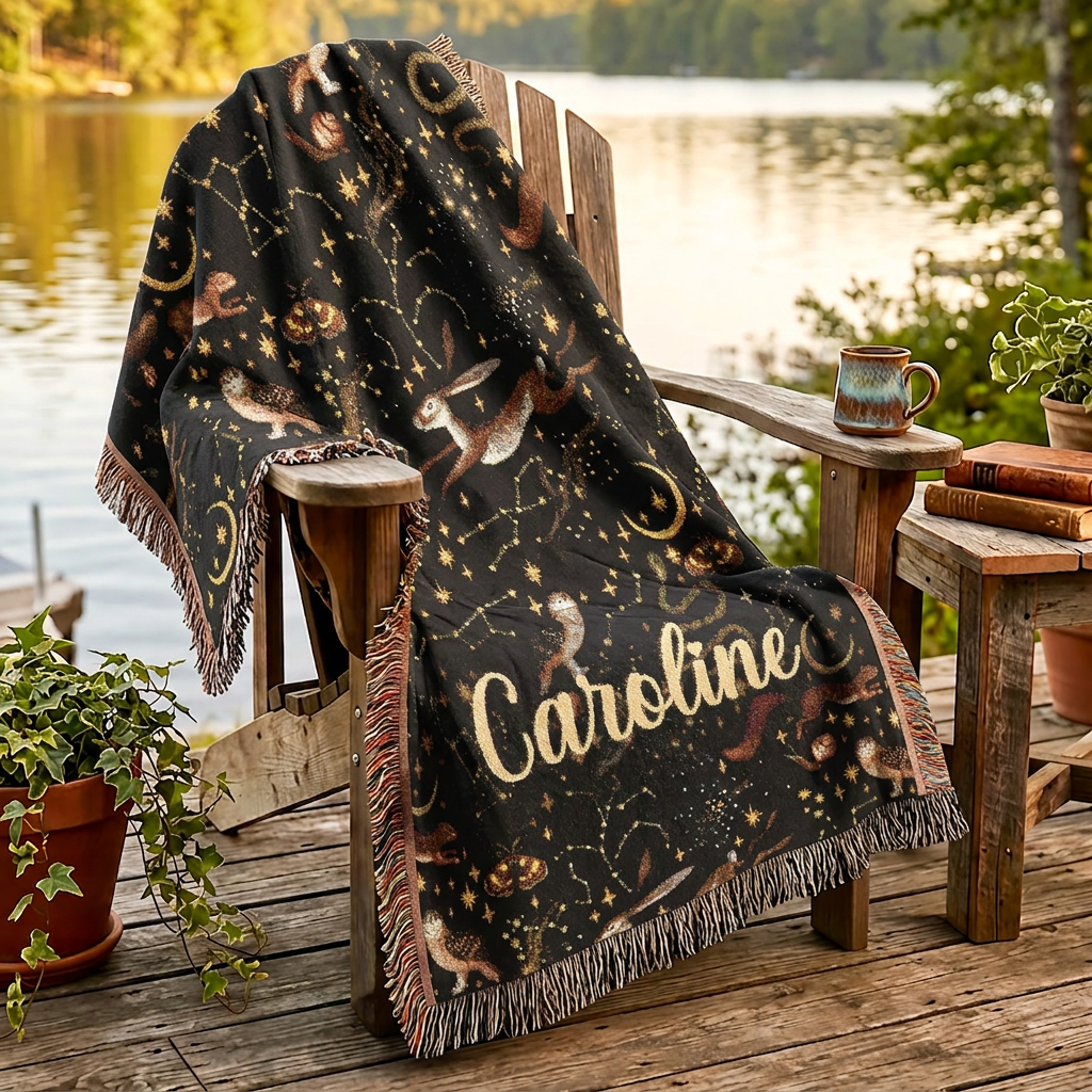 Celestial Woodland Drift Woven Blanket