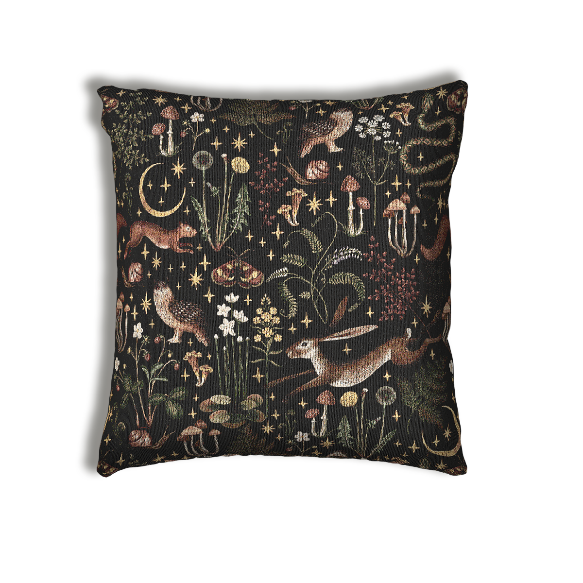 Midnight Woodland Reverie Woven Pillow