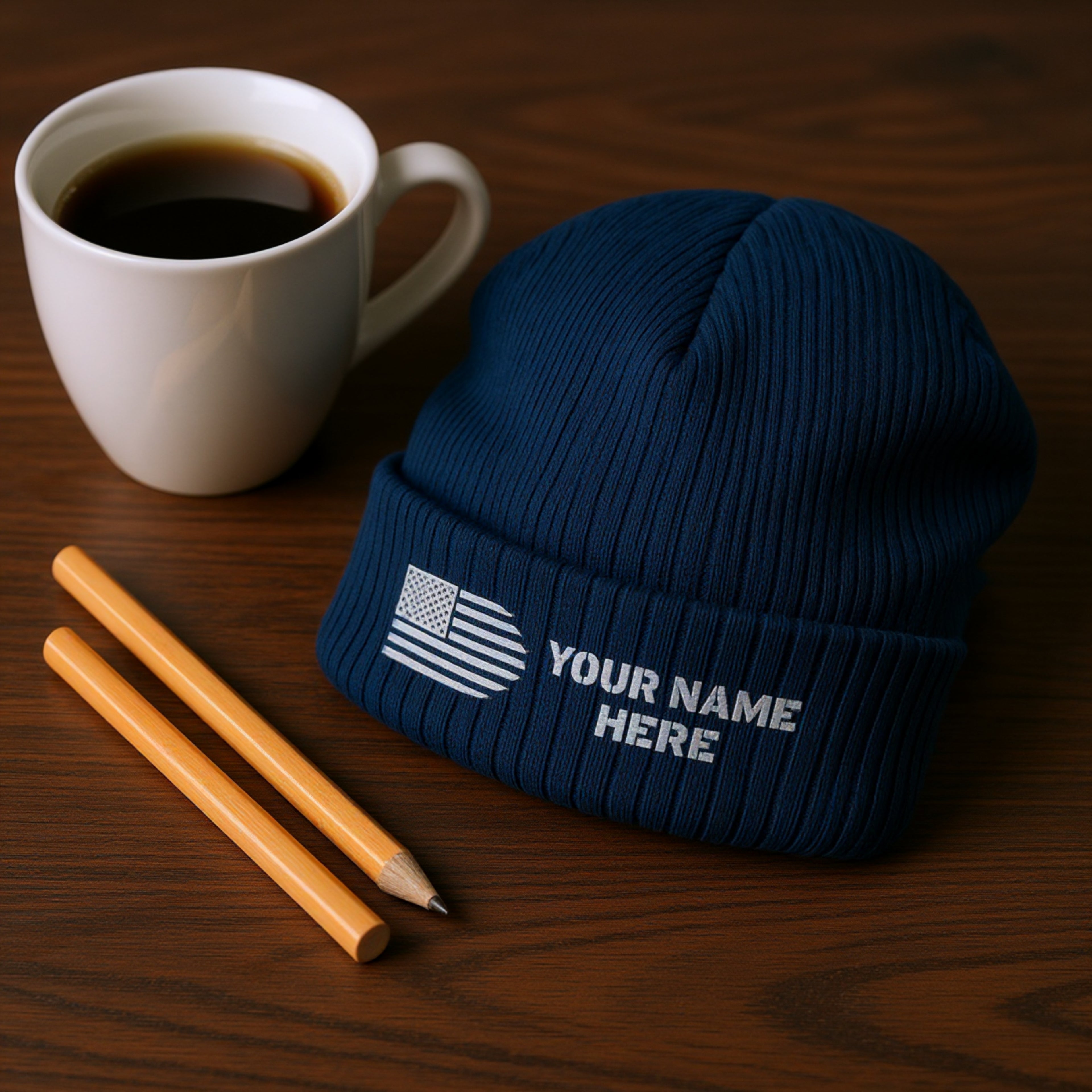Personalized Beanie Hat | Custom Embroidered Flag Knit Cap, Gift for Him/Her, Unique Winter Accessory
