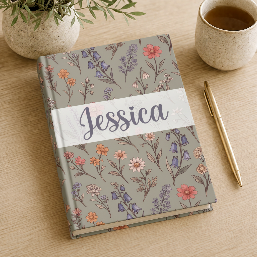 Spring Has Sprung In Morning Mist Custom Name Journal
