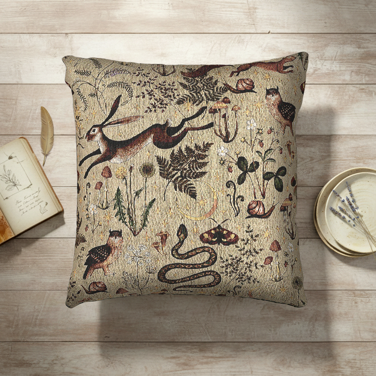 Woodland Meadow Light Woven Pillow