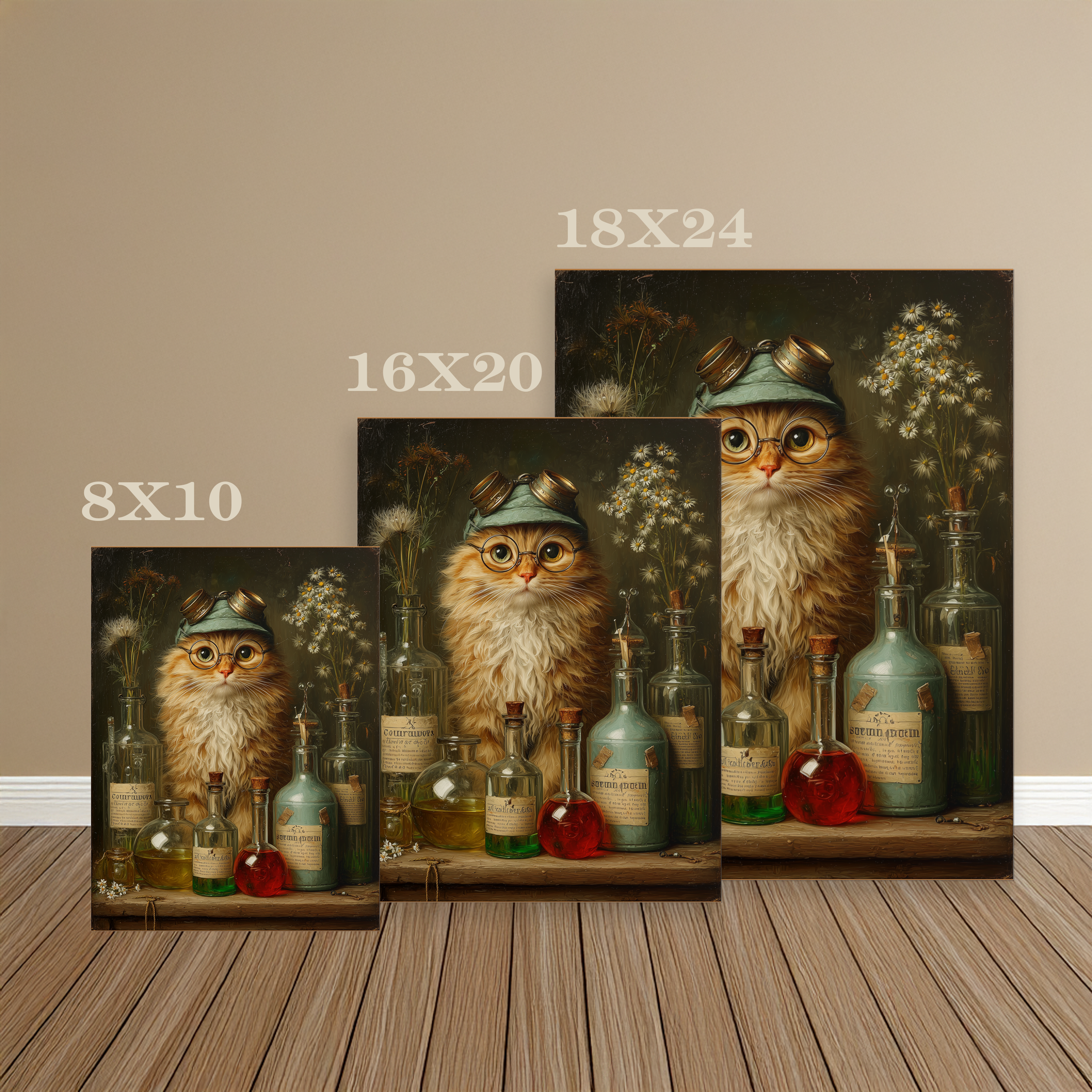 The Apothecary Cat Wall Art | The Forest Garden Collection Steampunk Fantasy Cat Alchemist Print