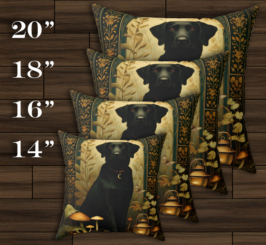 The Faithful Dog Pillow | The Forest Garden Collection Black Lab Cushion