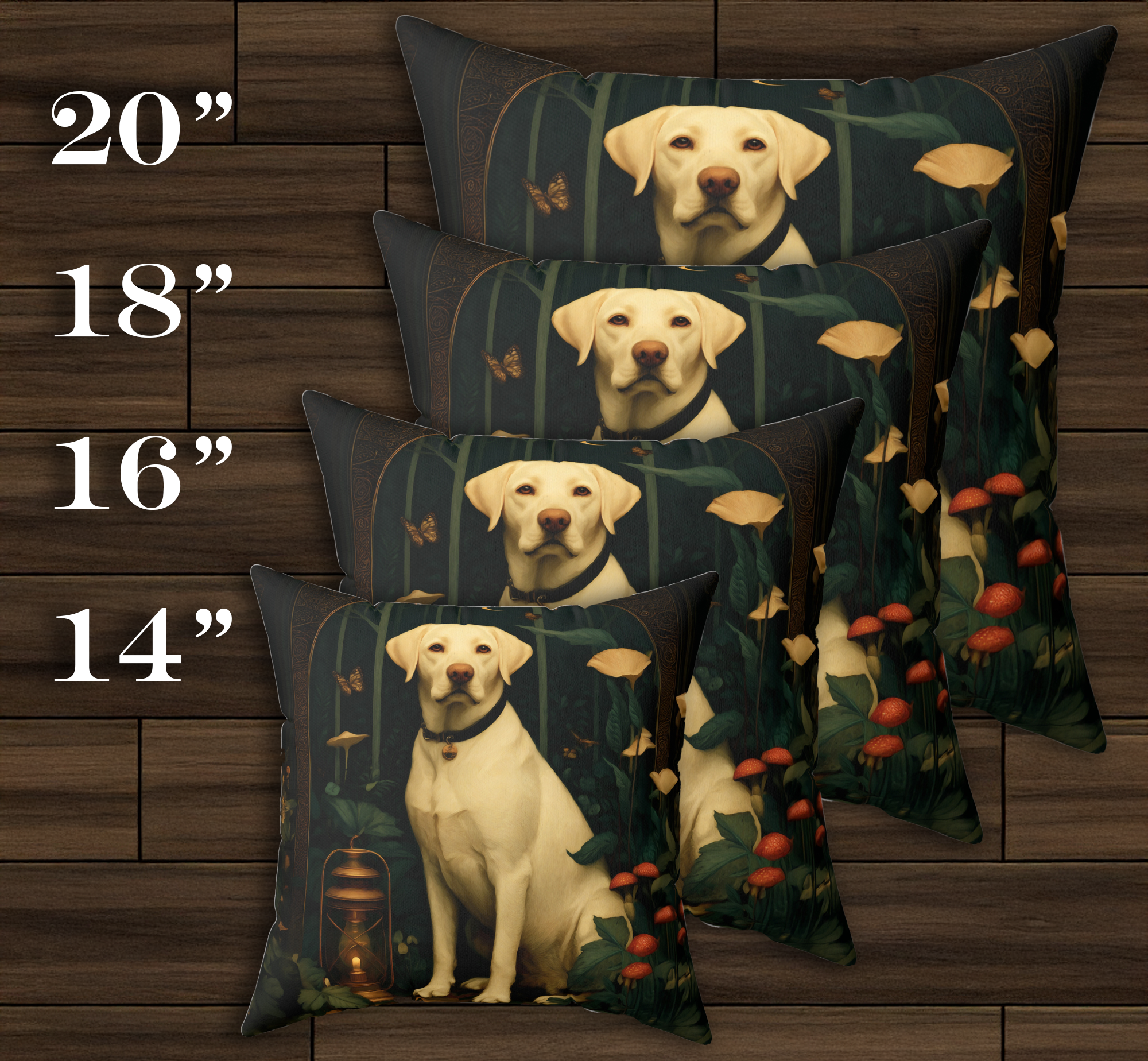 The Moonlit Hound Pillow | The Forest Guardian Yellow Lab Throw Pillow