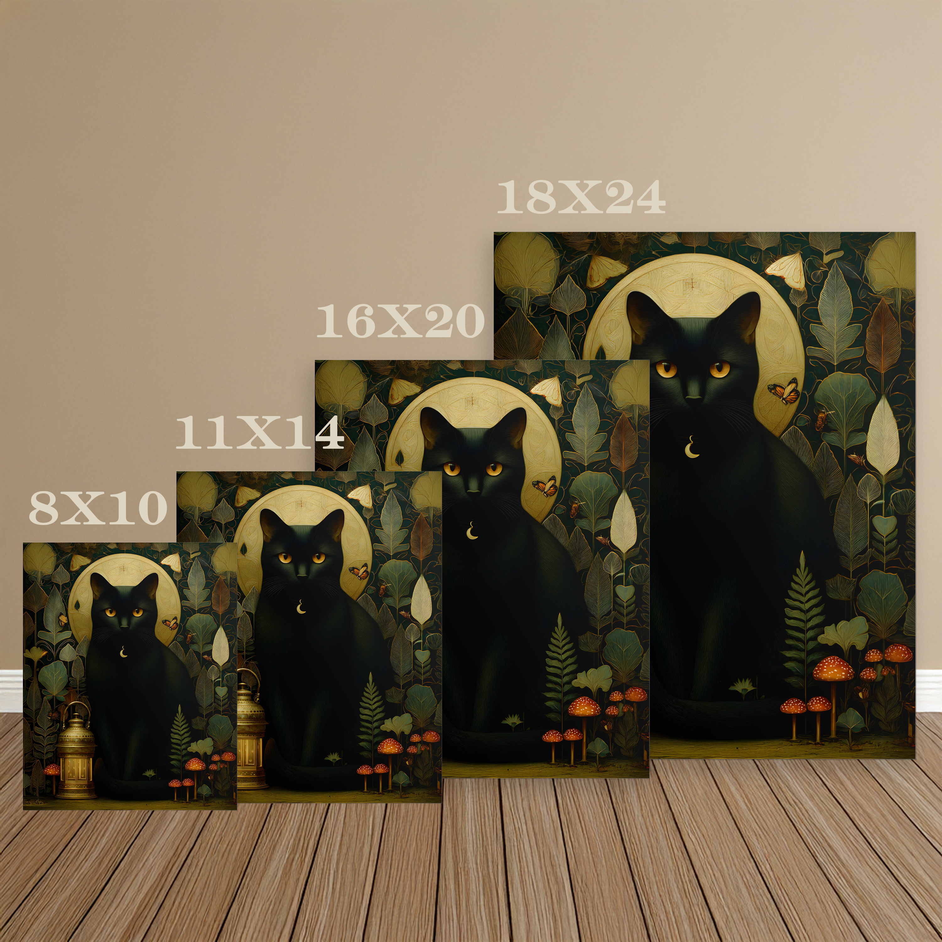 The Watchful Cat Wall Art | The Forest Garden Black Cat Print for Home Decor