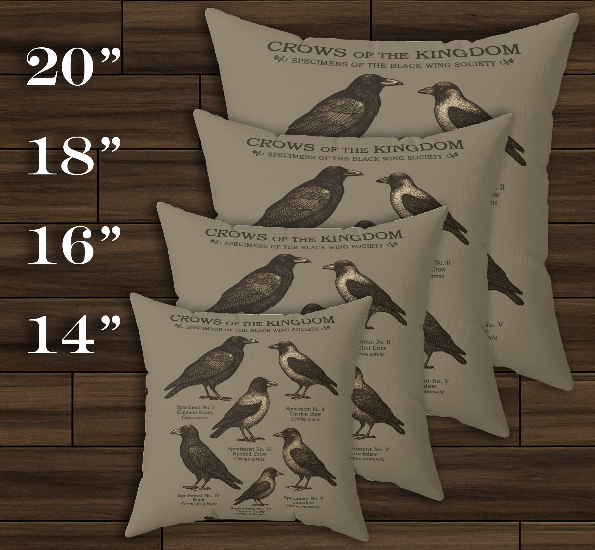Crows of the Kingdom Pillow | Vintage Raven & Crow Illustration Cushion for Castlecore Homes