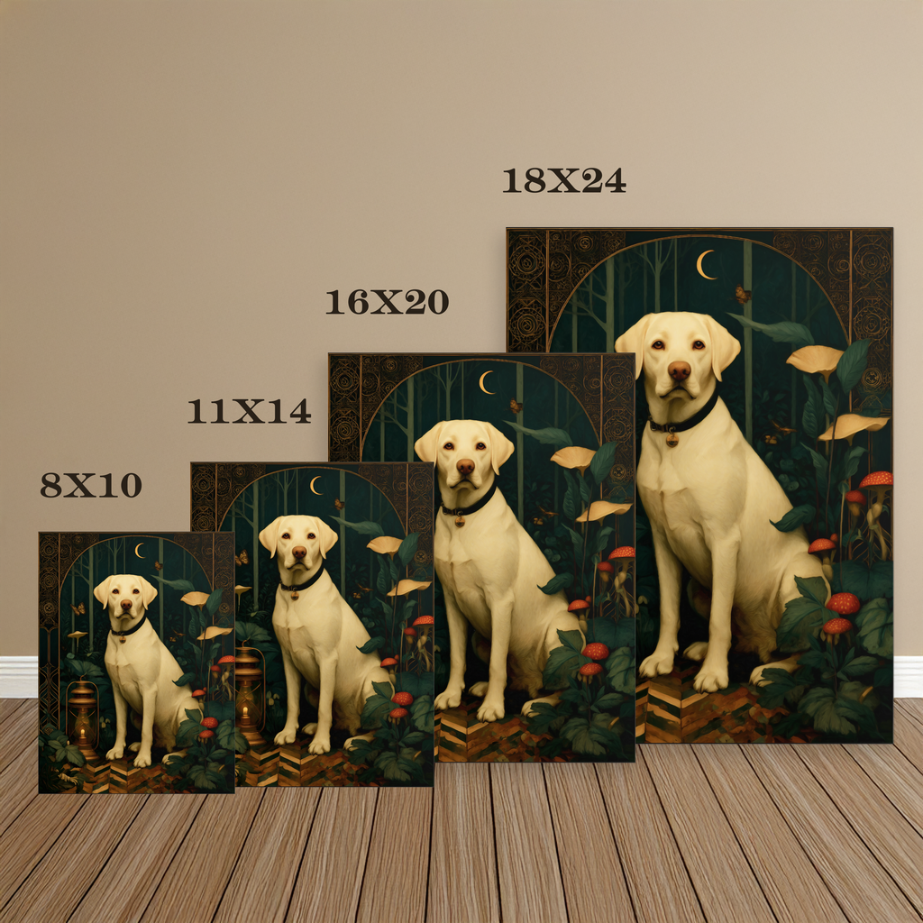 Yellow Labrador Retriever Canvas | Forest Garden Botanical Dog Wall Art with Painterlye