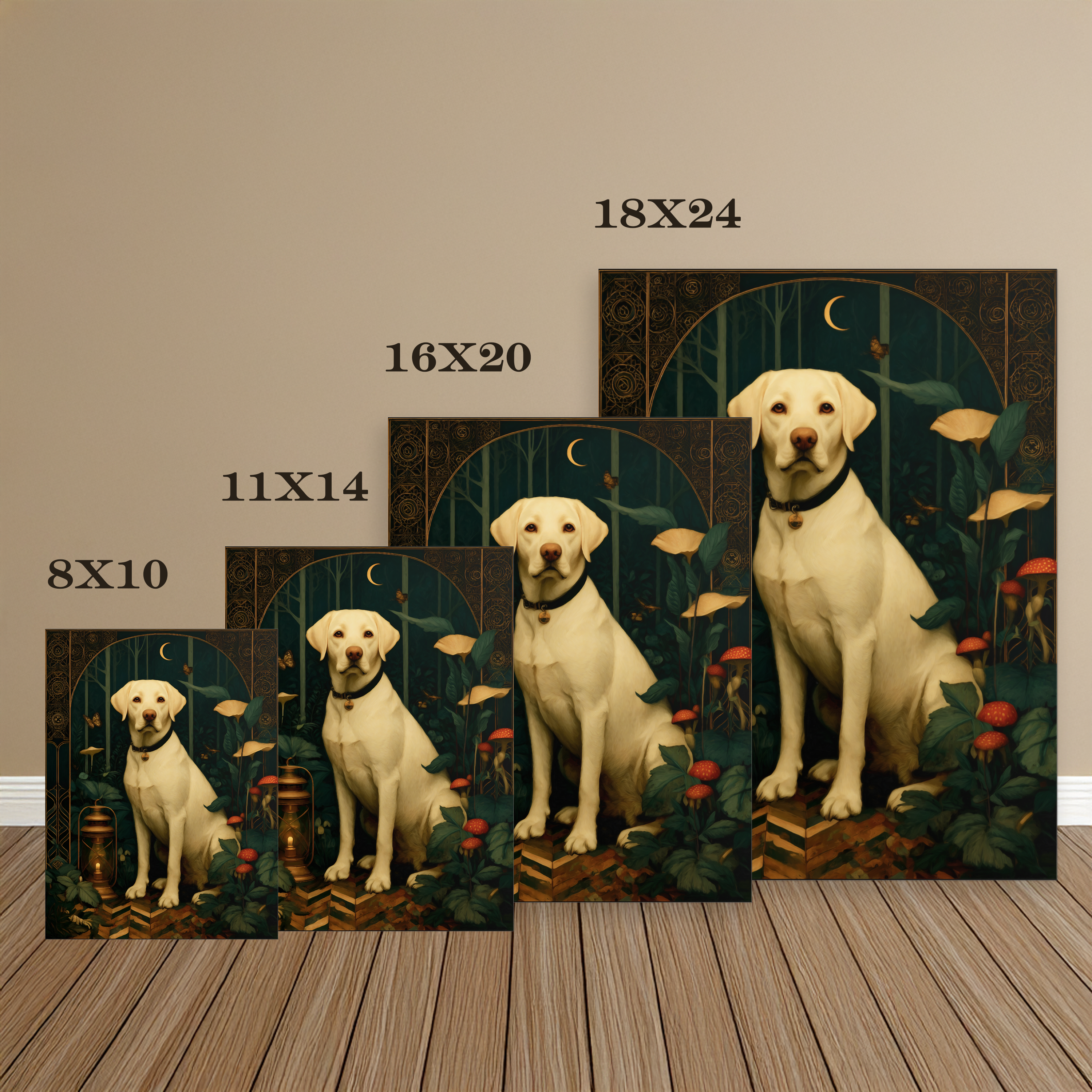 Yellow Labrador Retriever Canvas | Forest Garden Botanical Dog Wall Art with Painterlye