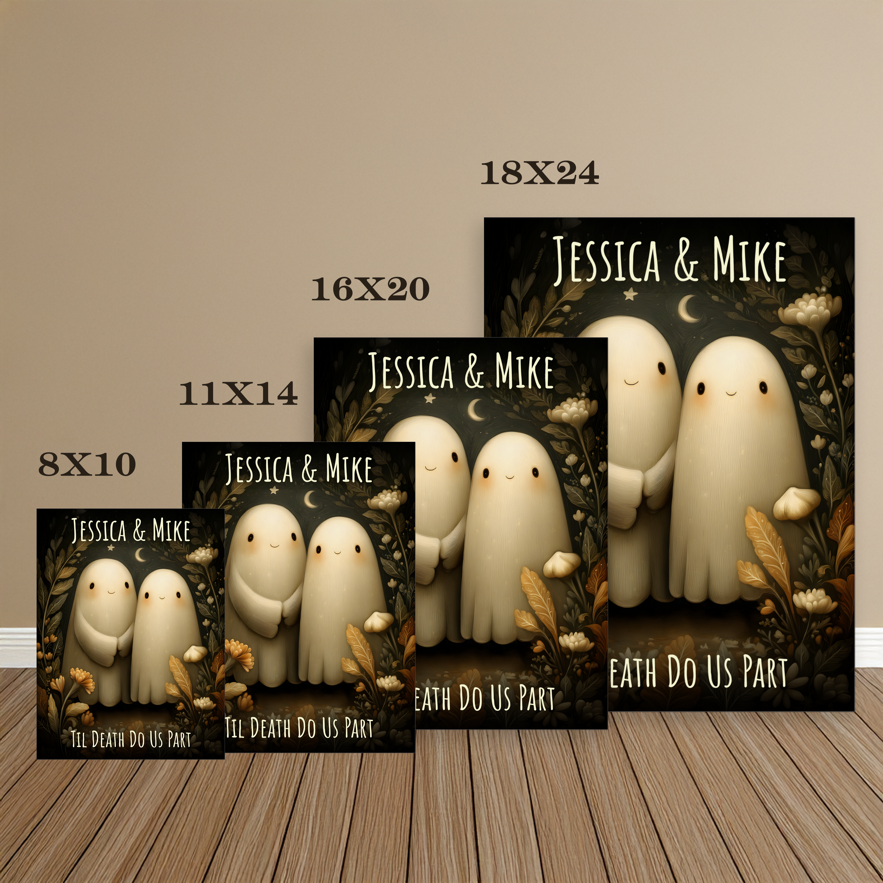 Valentine Poster Til Death Do Us Part Ghost | UNFRAMED Custom Name Valentines Day Wall Art for Couples