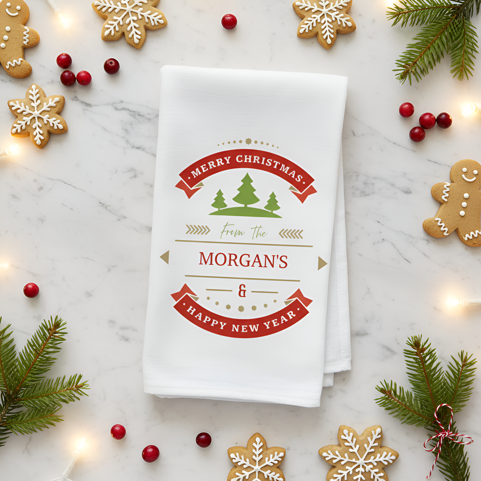 Tea Towel | Personalized Christmas Tea Towel | Personalized Xmas Hostess Gift Dish Towel