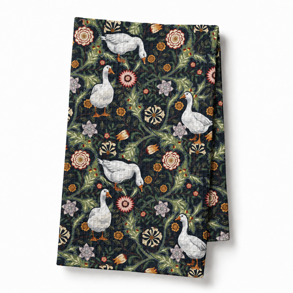 Thistle & Wing | Indigo Bloom Kitchen Hand Towel Printify
