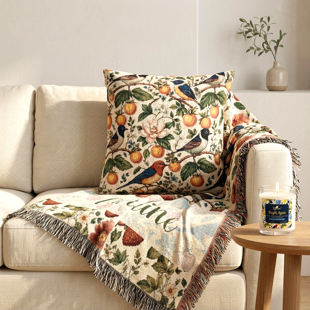 Garden Songbird | Strawberry Meadow Custom Name Blanket Printify