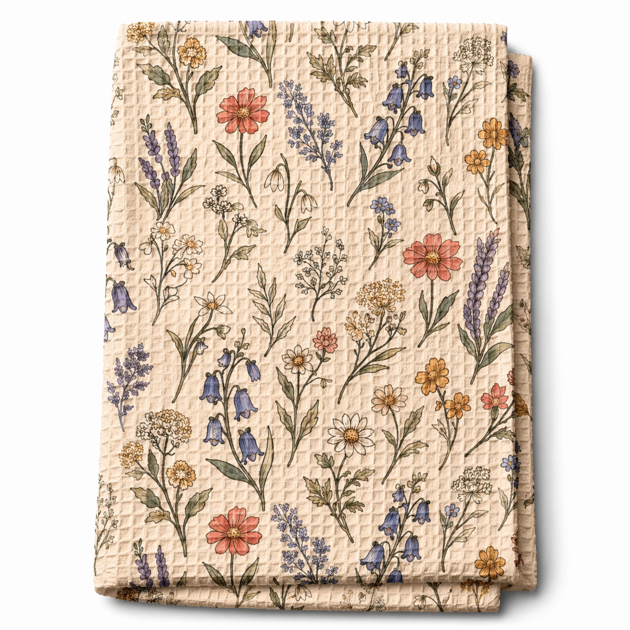 Spring Has Sprung Warm Linen | Waffle Weave Kitchen Towel Printify