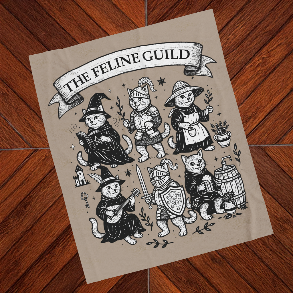 The Feline Guild Plush Blanket | Castlecore Medieval Cat Lover Throw