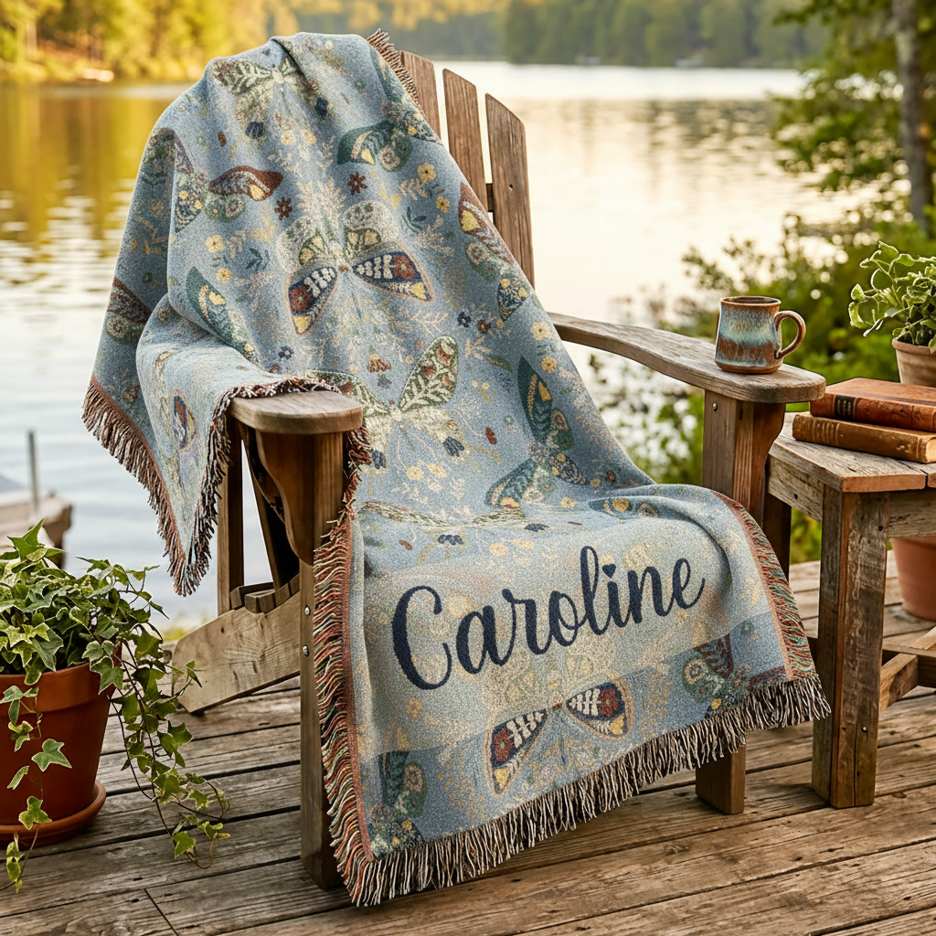 Moth Botanica | Midnight Sky Garden Woven Blanket Printify
