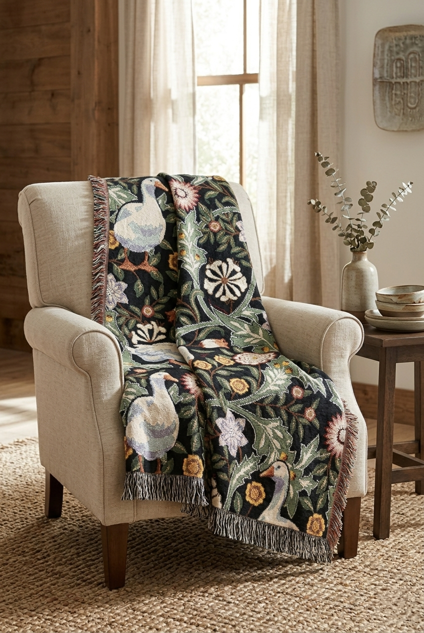 Thistle & Wing | Indigo Bloom Woven Throw Printify