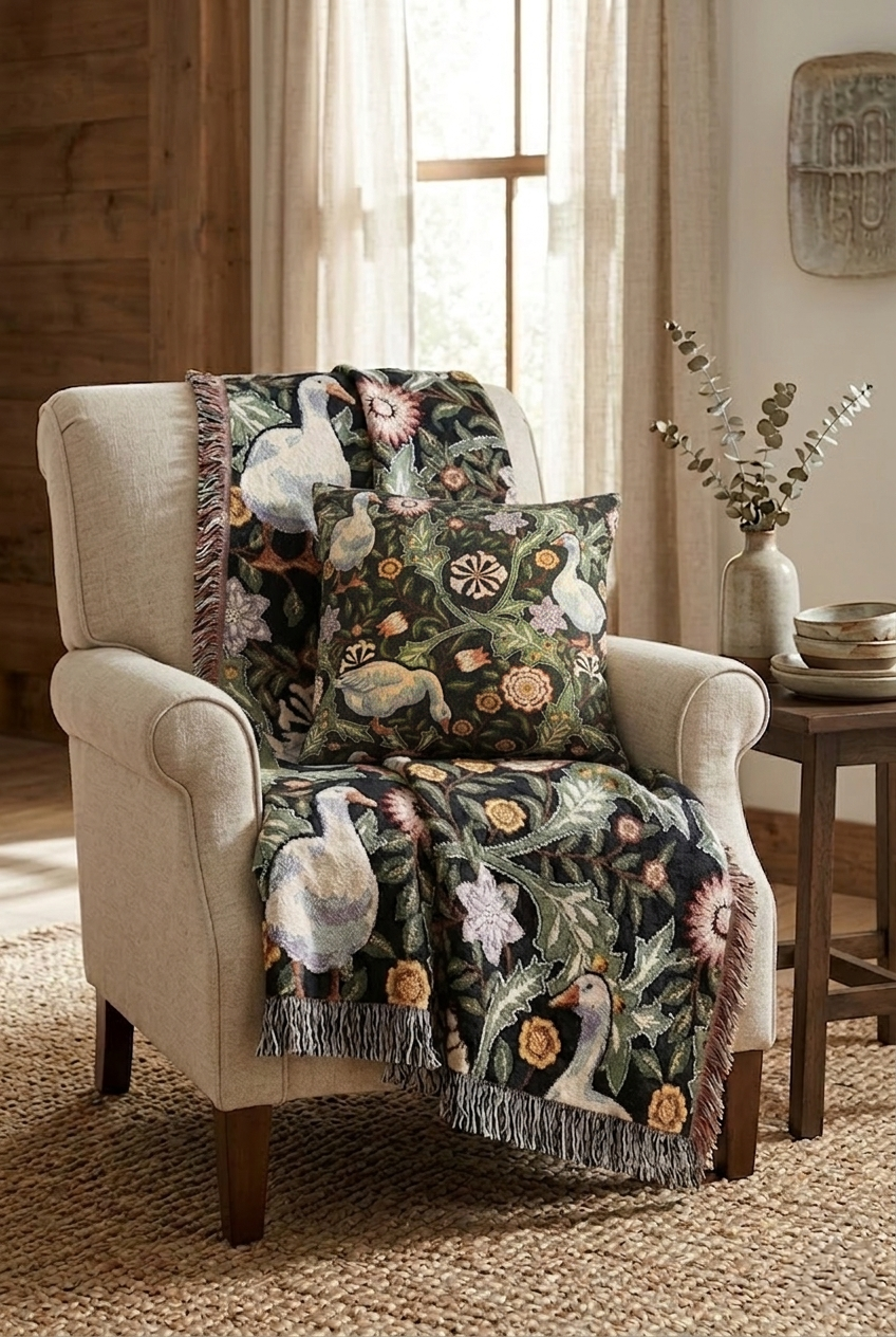 Thistle & Wing | Indigo Bloom Woven Pillow Printify