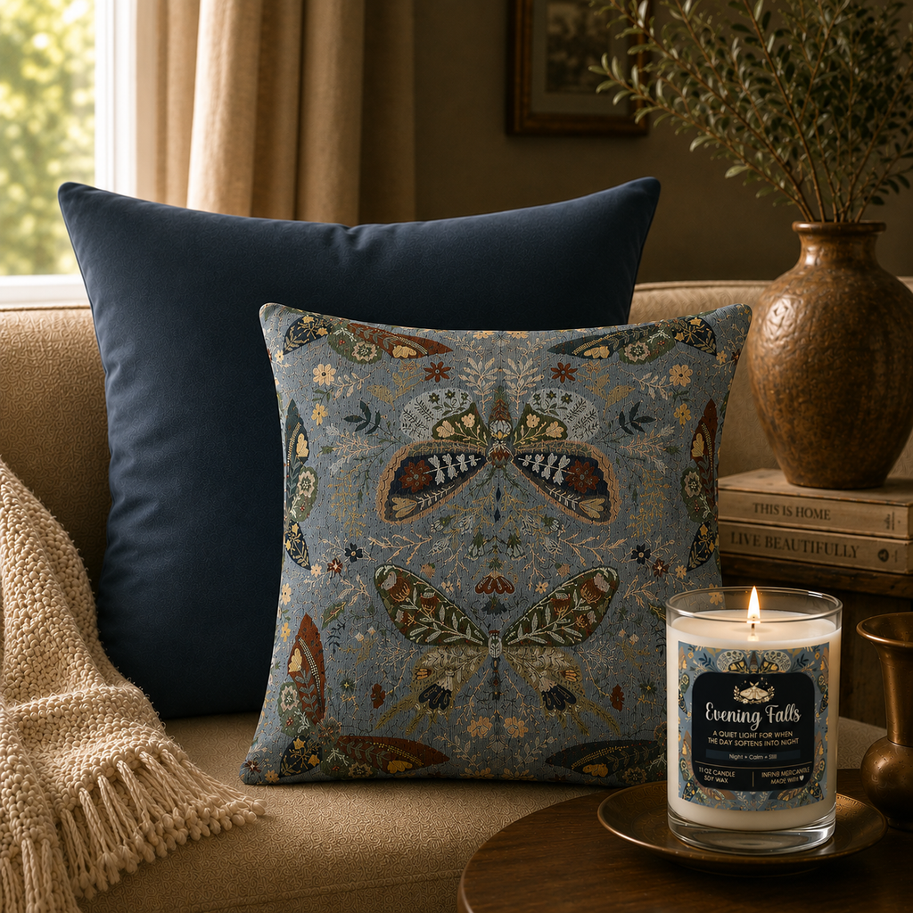 Moth Botanica | Midnight Sky Garden Layering Pillow Printify