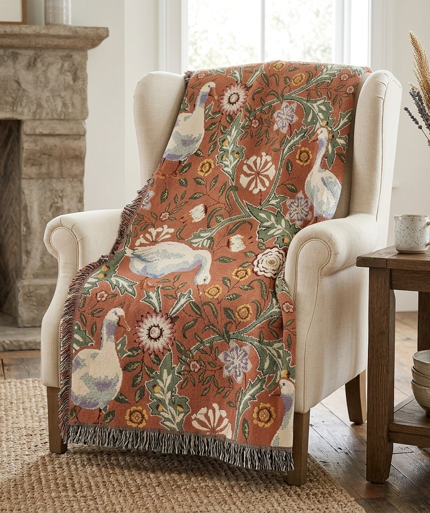 Thistle & Wing | Blush Garden Woven Throw Printify