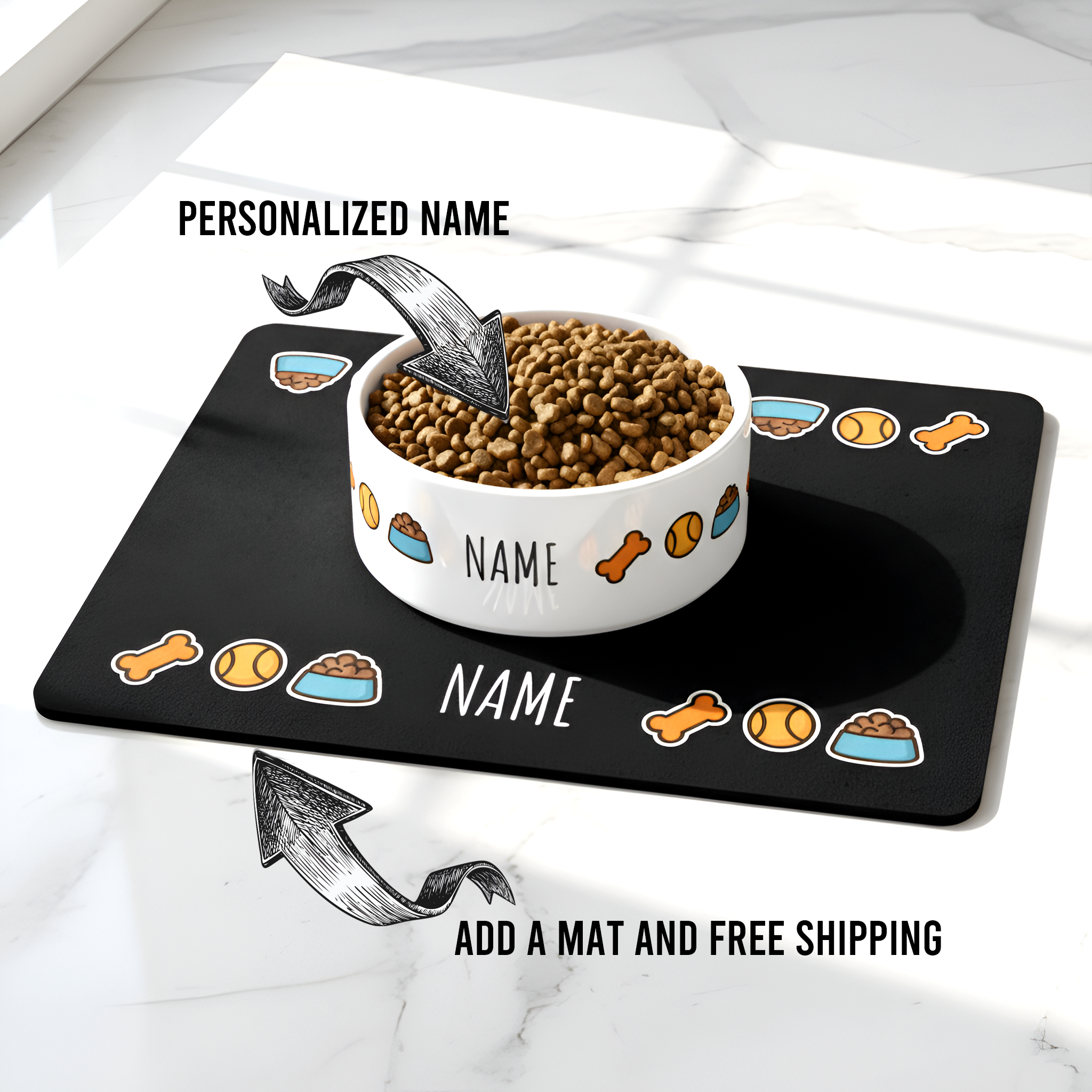 Dog Personalized Bowl | Custom Dog Food Dish with Name