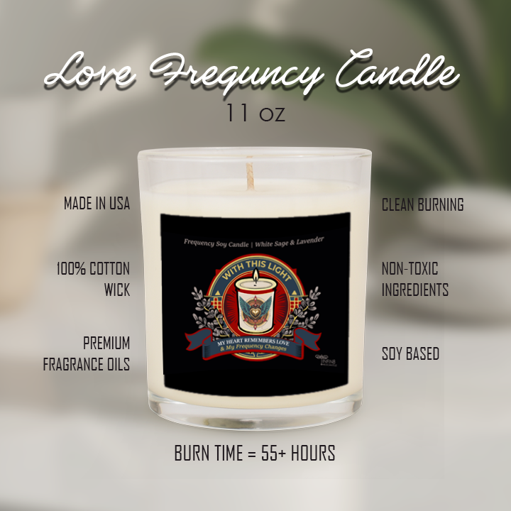 Frequency Candle | White Sage Lavender | 11oz Aromatherapy Gift | Home Decor Self Care Ritual