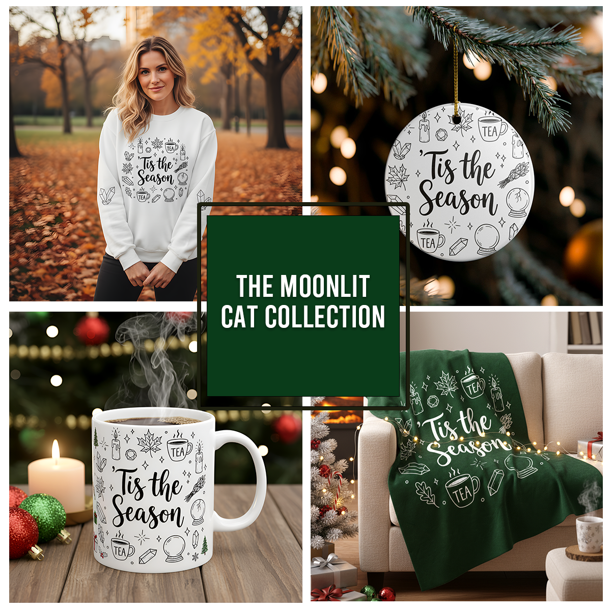 Tis the Season Doodle Mug | Celestial Holiday Christmas Tea & Crystal Coffee Cup