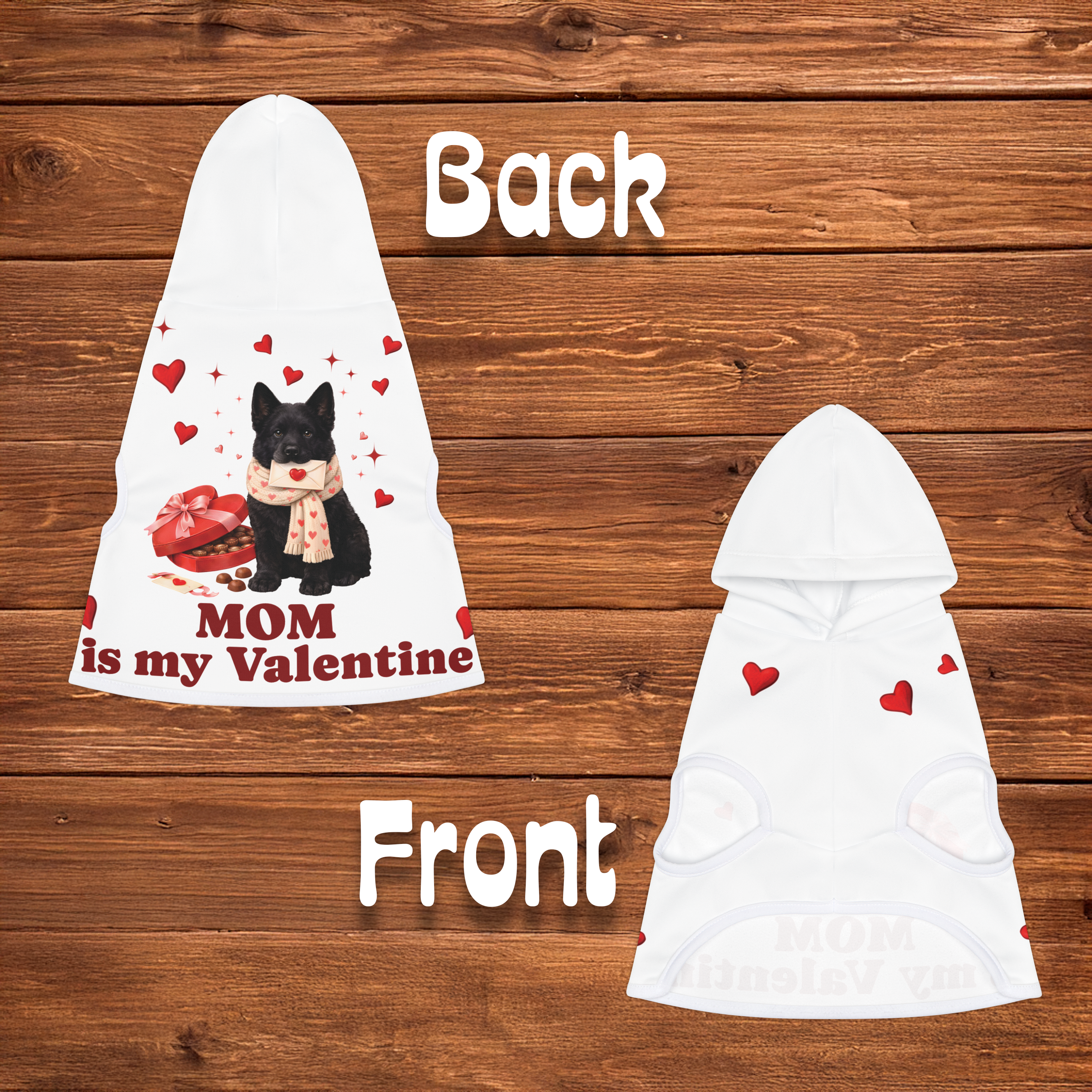 Black German Shepherd Valentine Dog Hoodie | Matching Dog Hoodie for Dog Mom Set
