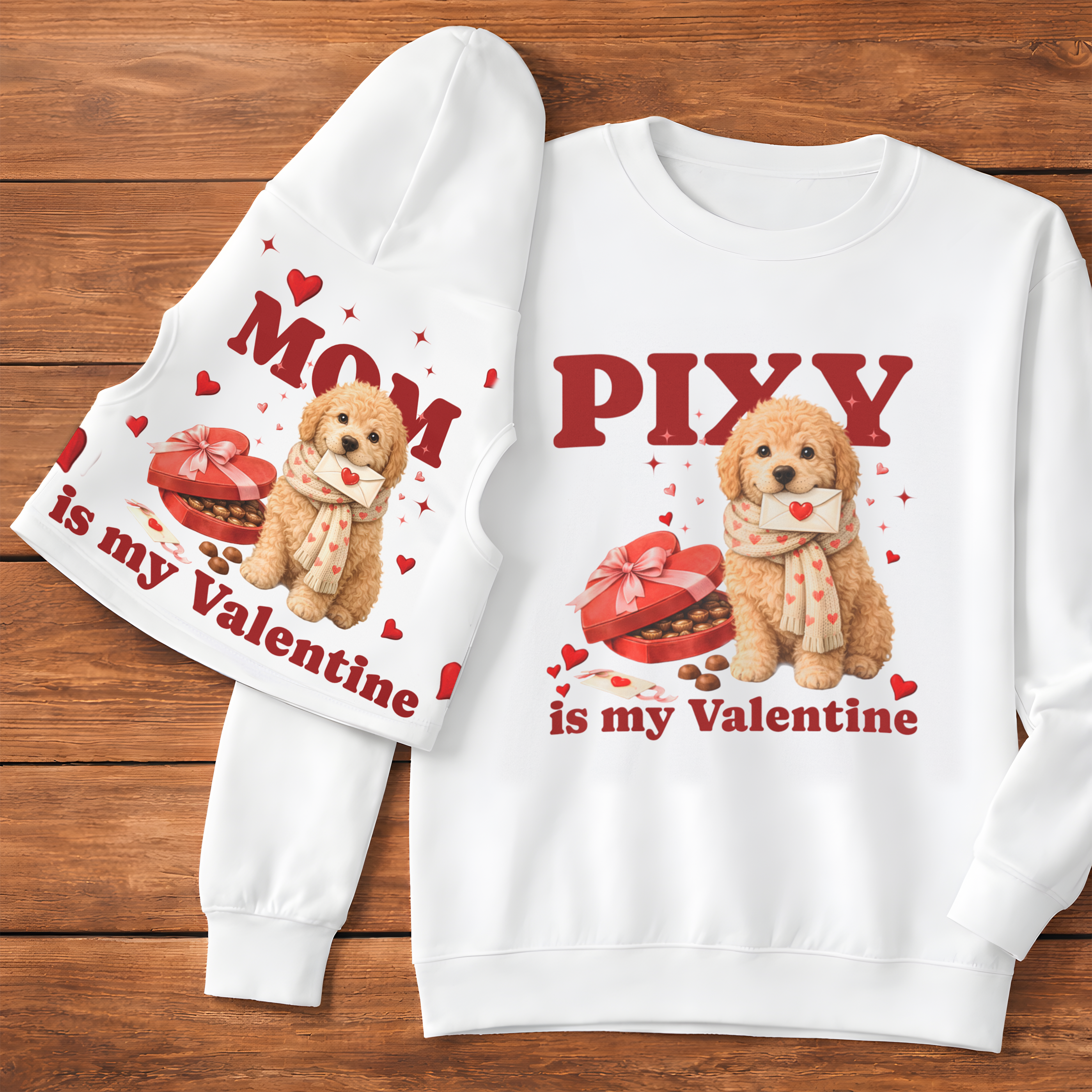 Goldendoodle Matching Dog & Owner Valentine Shirts | Custom Dog Mom Pullover Sweatshirt and Dog Hoodie Set