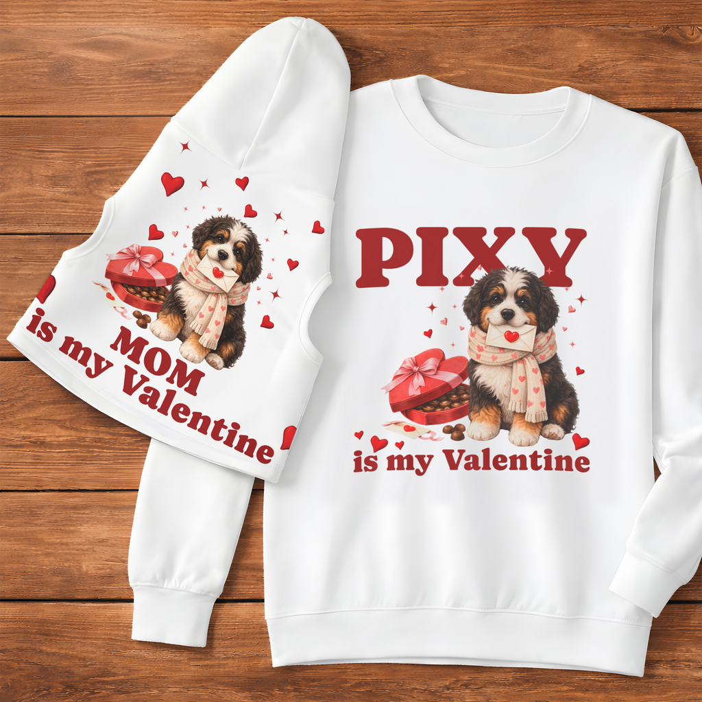 Bernedoodle Matching Dog and Owner Valentine Shirts | Custom Dog Mom Sweatshirt and Dog Hoodie Set