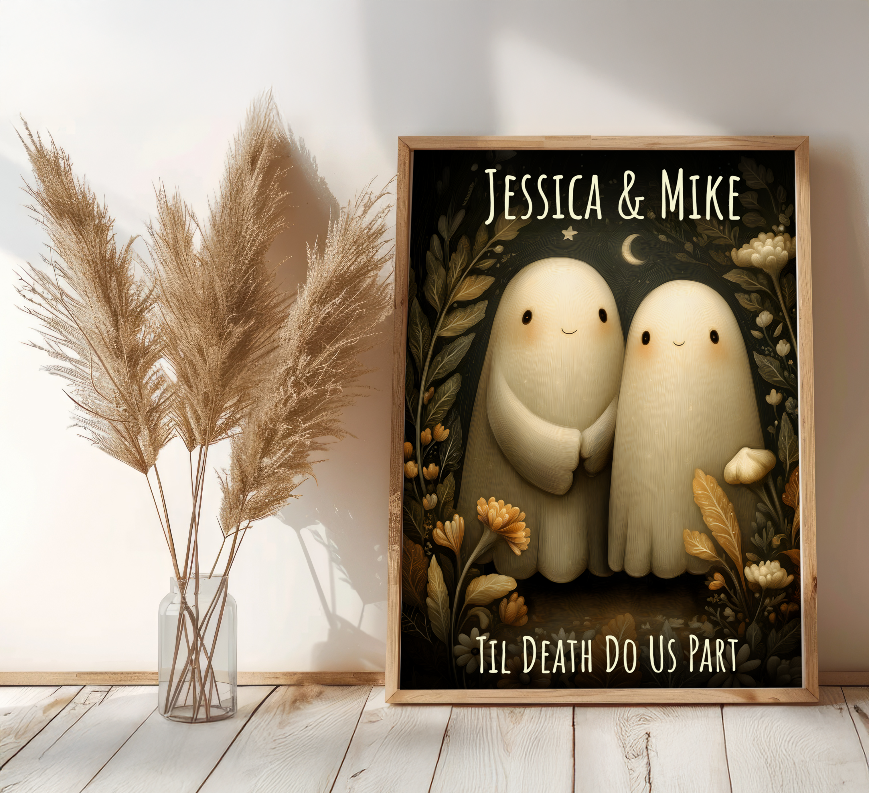Valentine Poster Til Death Do Us Part Ghost | UNFRAMED Custom Name Valentines Day Wall Art for Couples