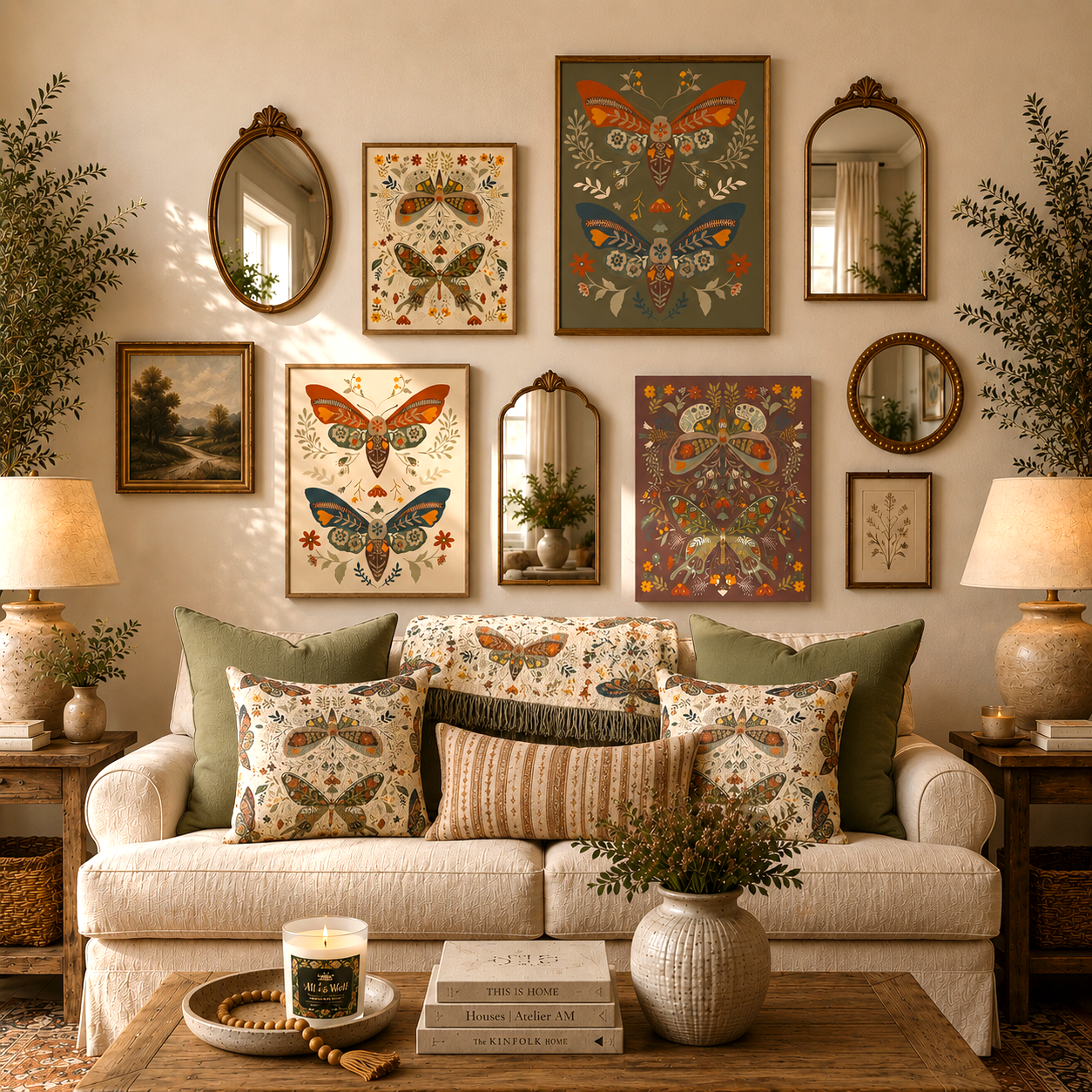 Moth Botanica | Wildflower Garden Green Wall Art Canvas Printify
