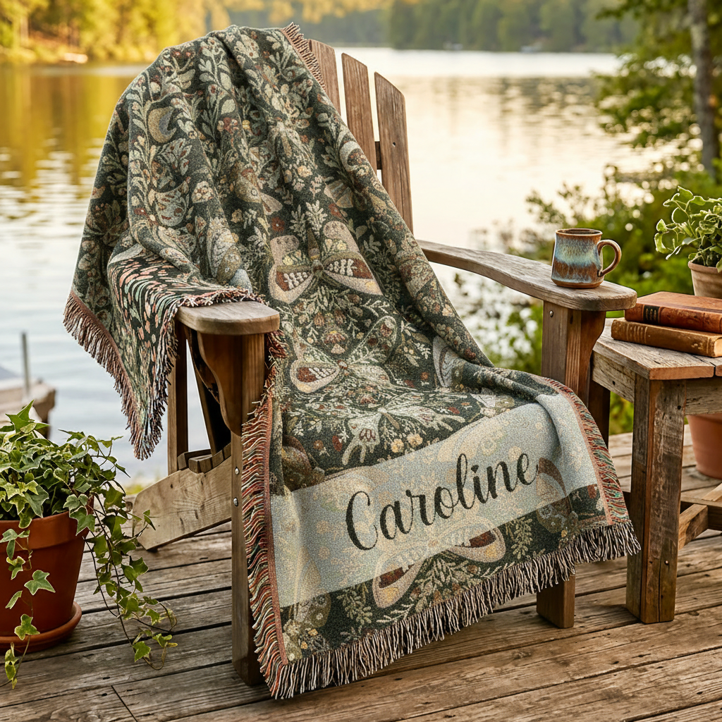 Moth Botanica | Verdant Meadow Woven Blanket Printify